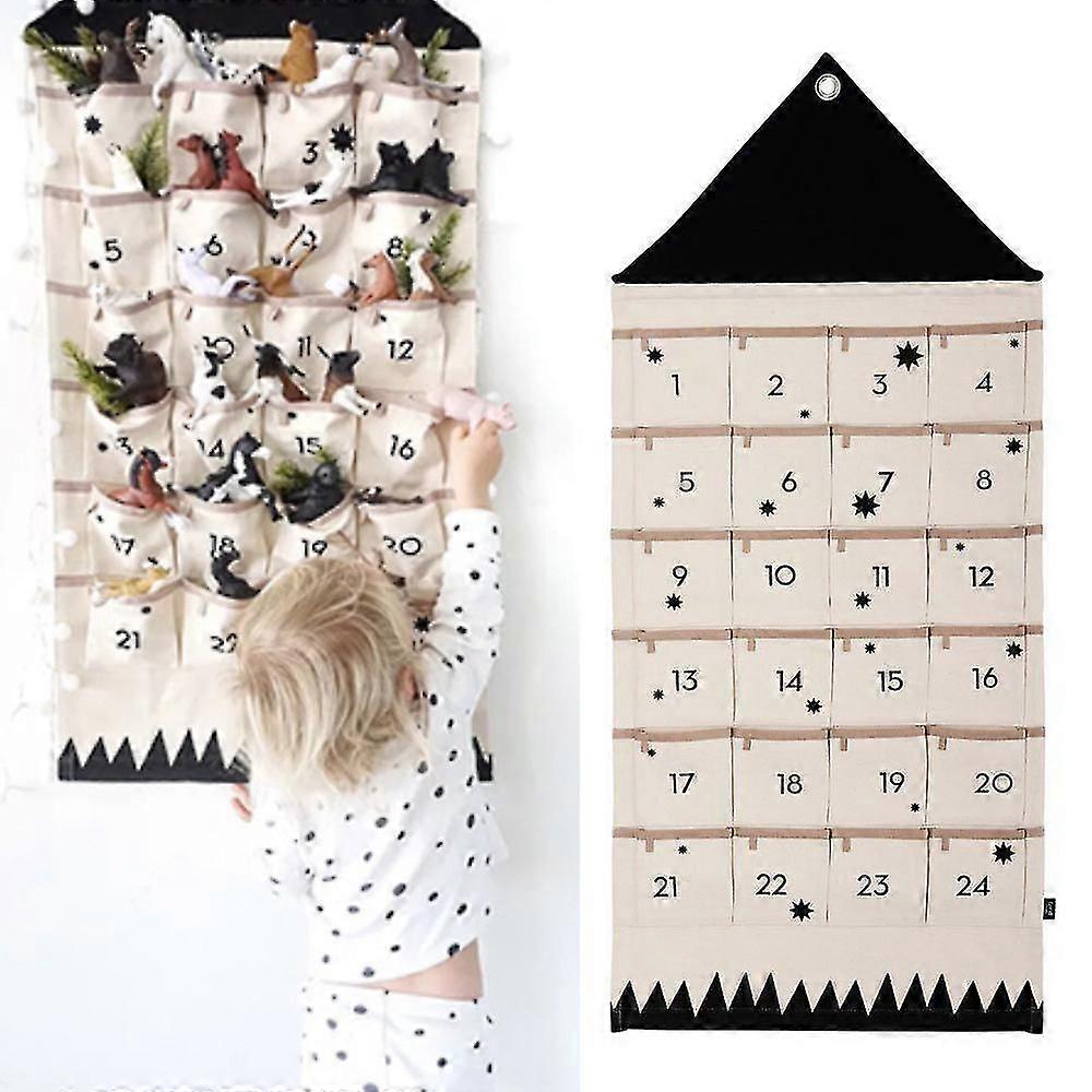 24 Pockets Christmas Advent Calendar Countdown Hanging Xmas Gift
