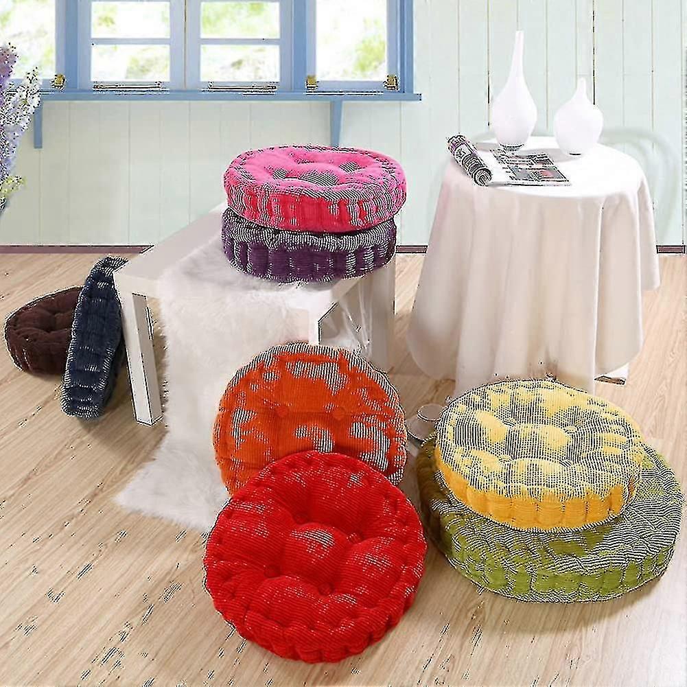 ラウンドコットンチェアシートクッションホームカーオフィス用室内装飾タタミクッション - ローズレッド