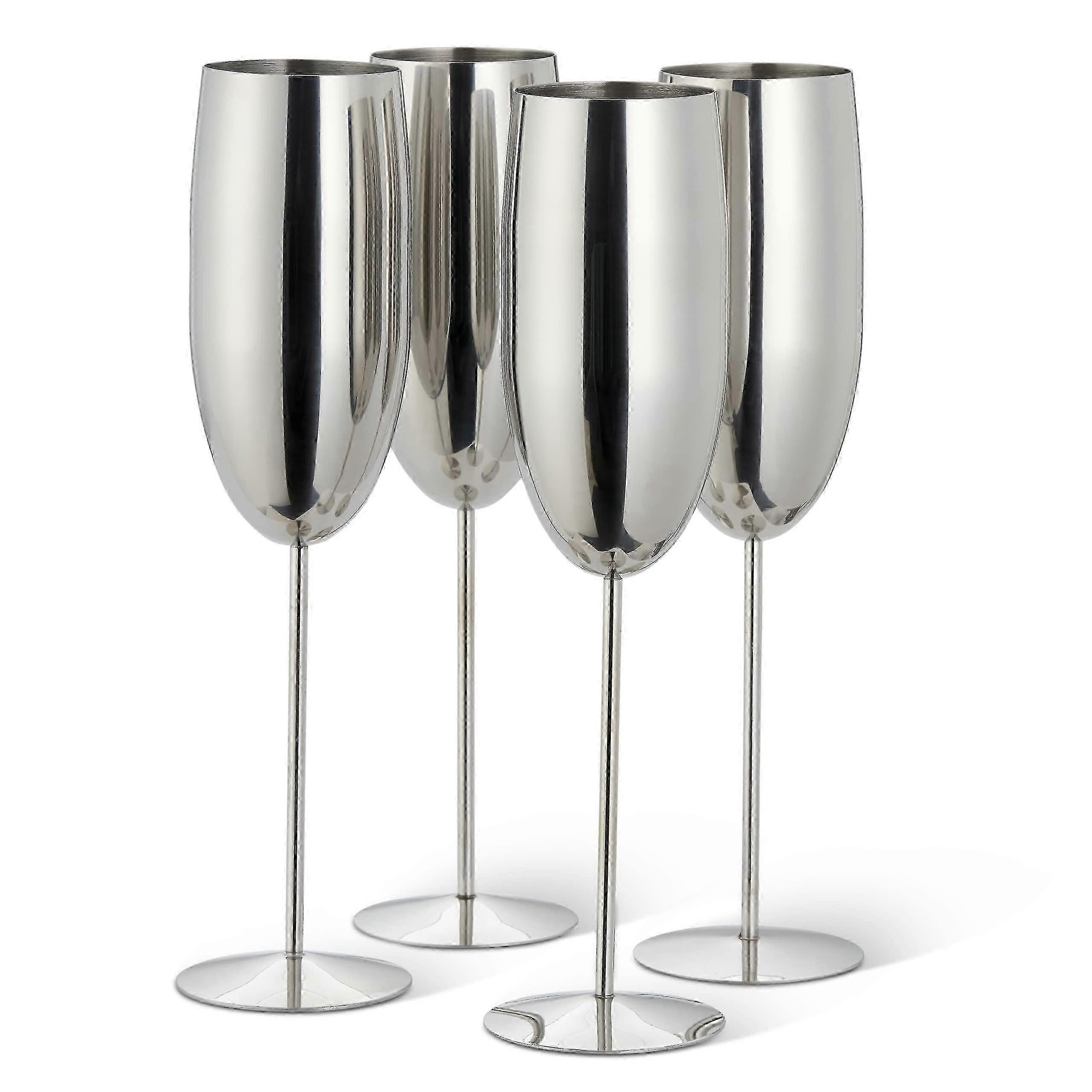 Sølv rustfrit stål champagne og prosecco glas