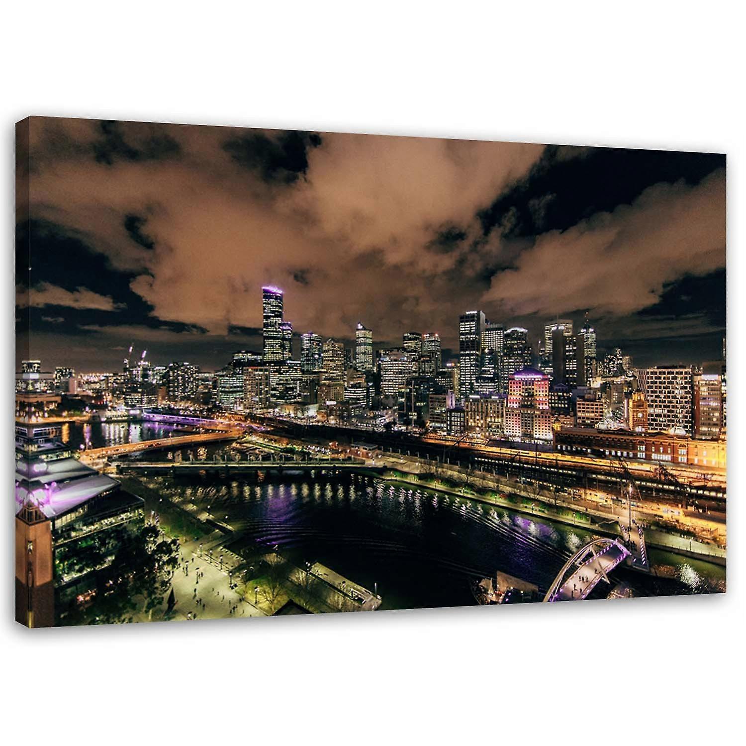 Imprimare pe pânză, Oraș modern noaptea - 60x40