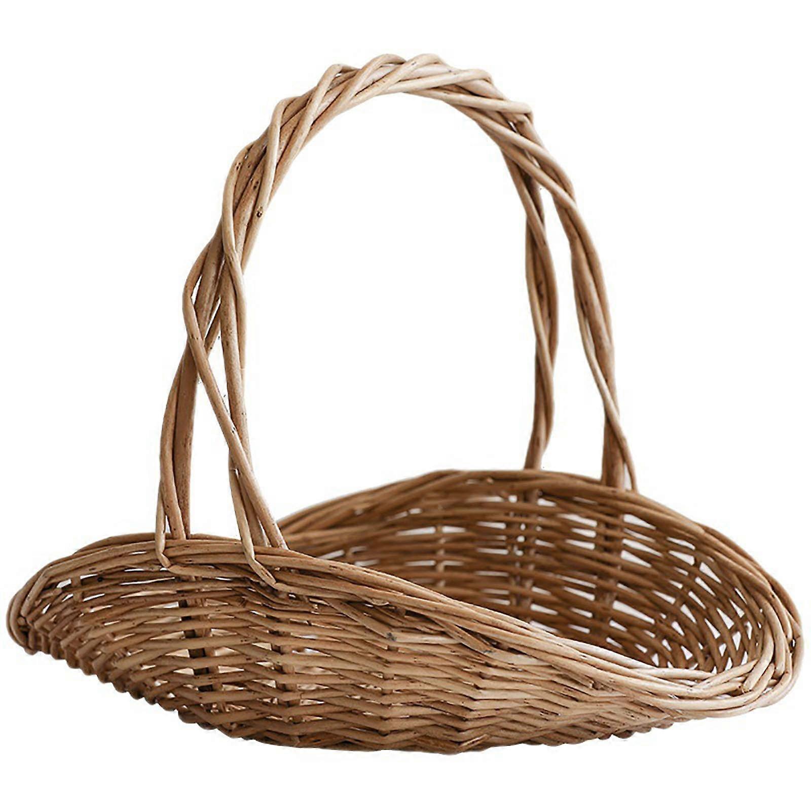 Wicker Basket with Handle, Wicker Picnic Basket for 2, Smooth Lines, Candy Basket