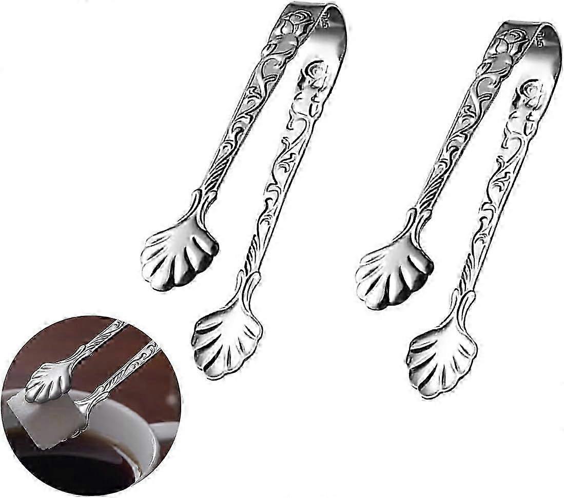 2pcs Stainless Steel Rose Design U-shaped Tongs, Mini Sugar Cube Ice Tongs for