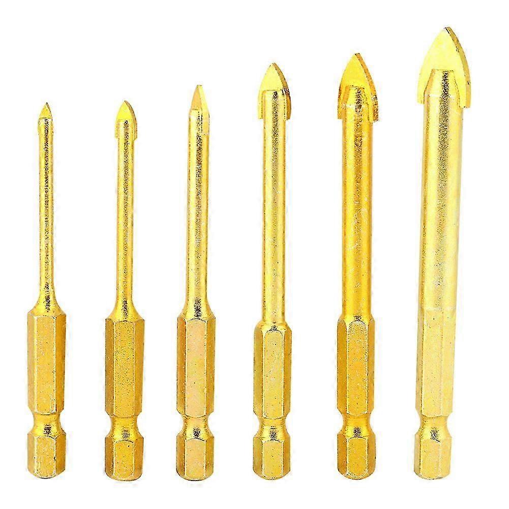 6pcs Triangular Drill Bits Hex Shank Slot Twisted Drilling Bits 3/4/5/6/8/10mm