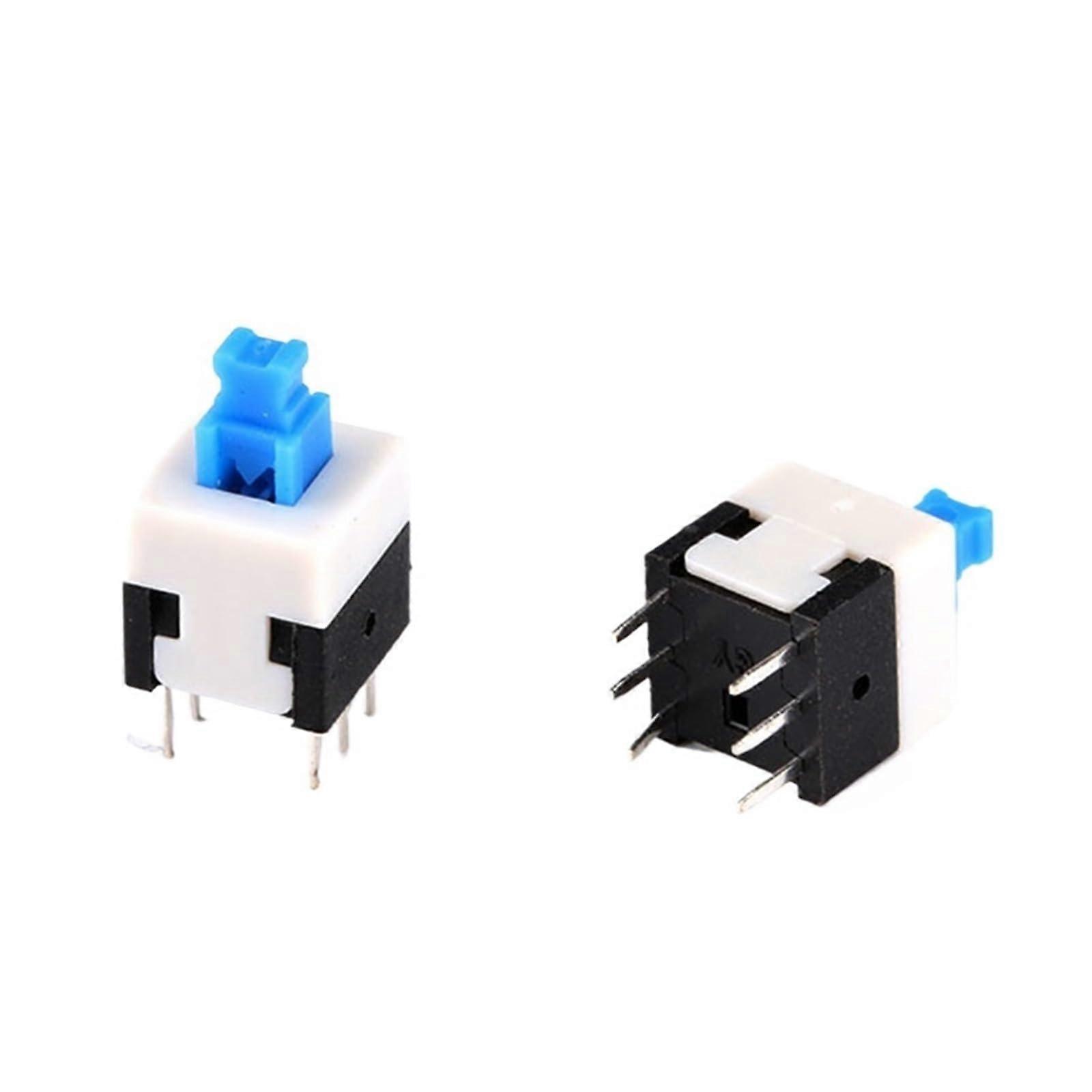 20Pcs Push Button Switch 8X8mm Blue Cap DPDT SelfLocking Type Square Button Switch 8 * 8 6Pin Multimeter