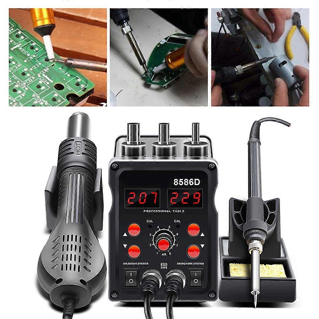 Soldering Station 8586D 2 in 1 Digital Display SMD Rework Hot Air Gun Solder Iron ESD Welding Desoldering Repair Tools