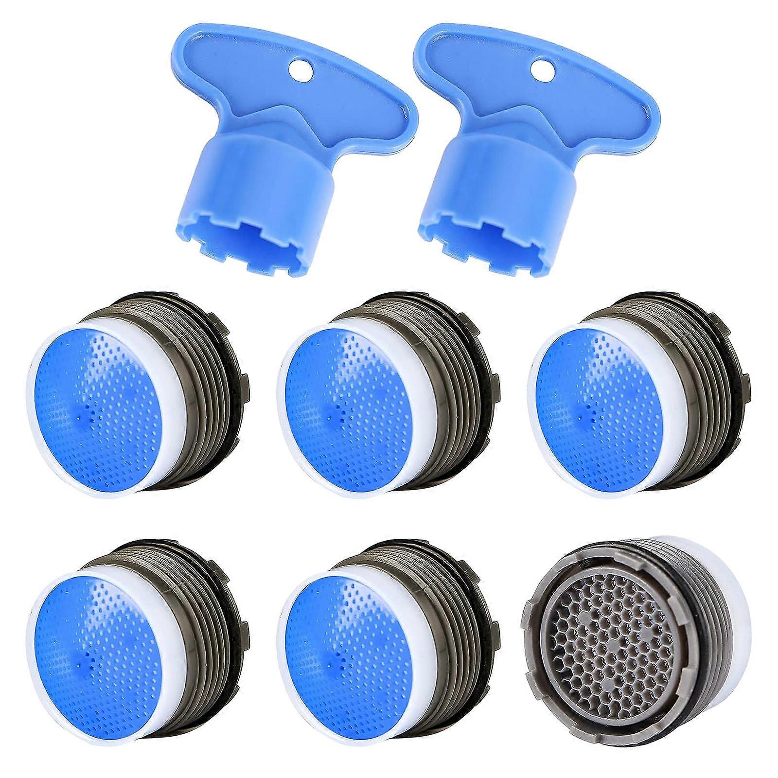 6Pcs Faucet Caches Aerators SplashProof Tap Bubblers Water Saving Flows Restrictors with Aerator Key Wrenches Enduring