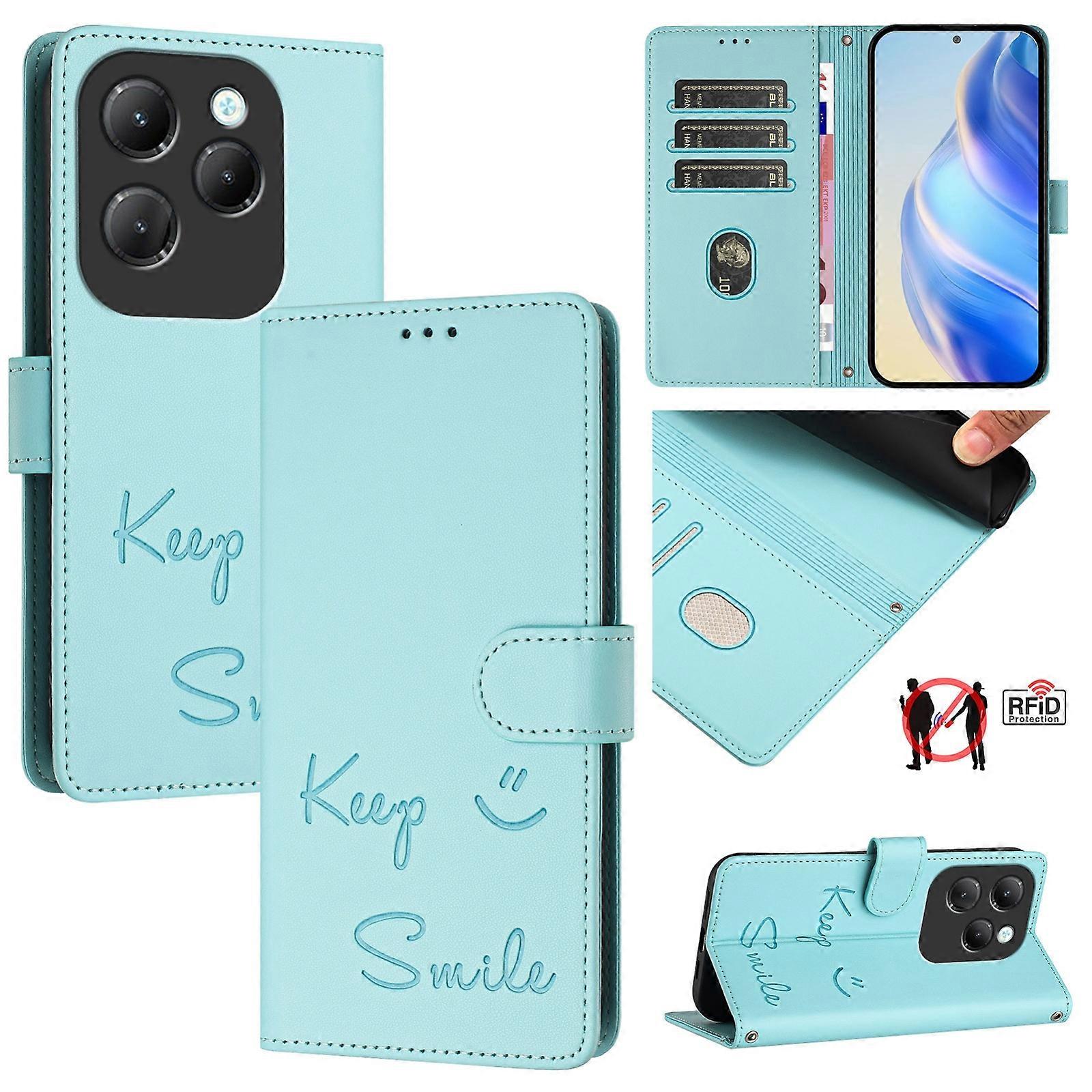 Smile Embossing RFID Leder Handyhülle