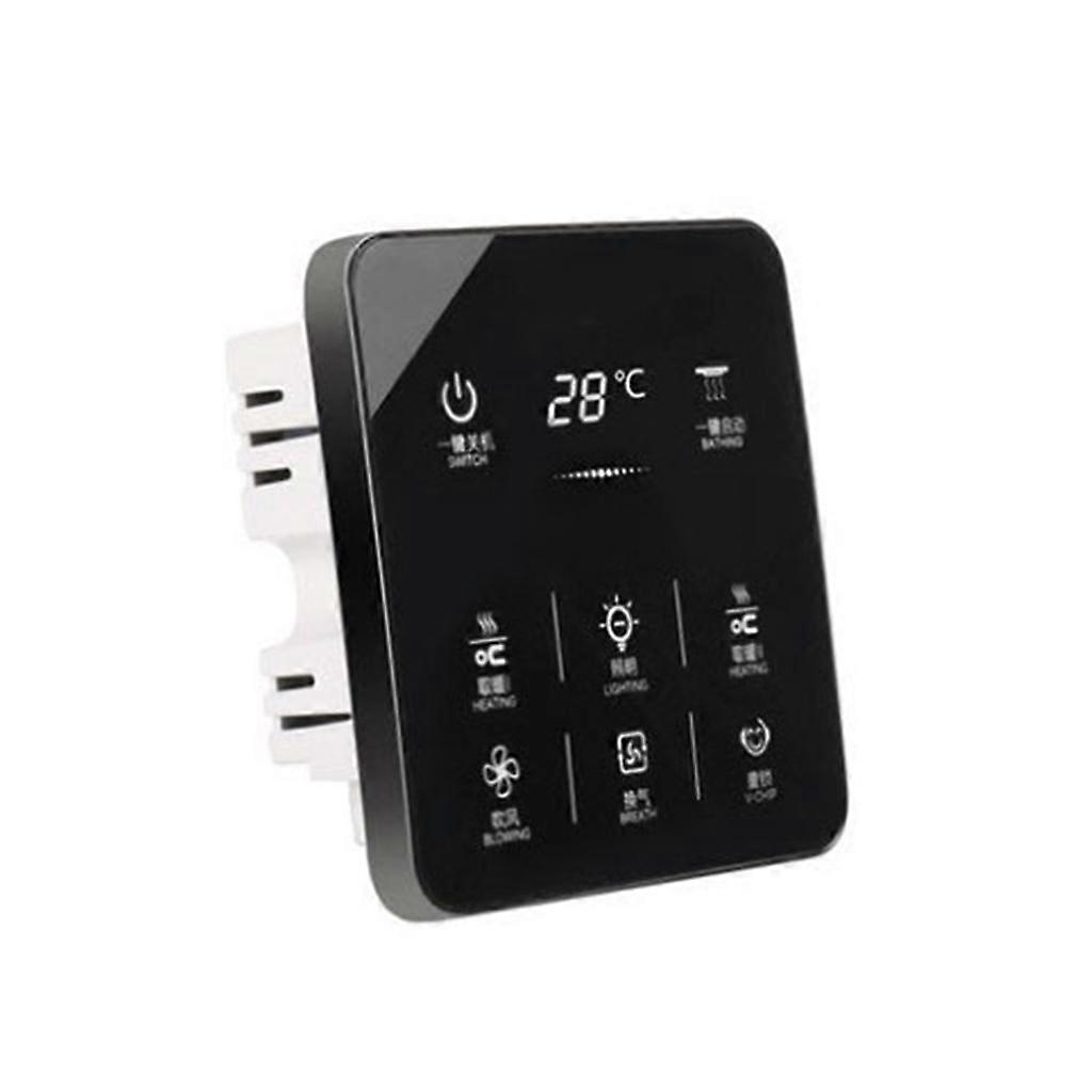 Intelligent for Touch Screen Timer Switch 86 Type Wall Yuba Switch Integrated Ceiling Remote Control Bathroom for Touch  Black