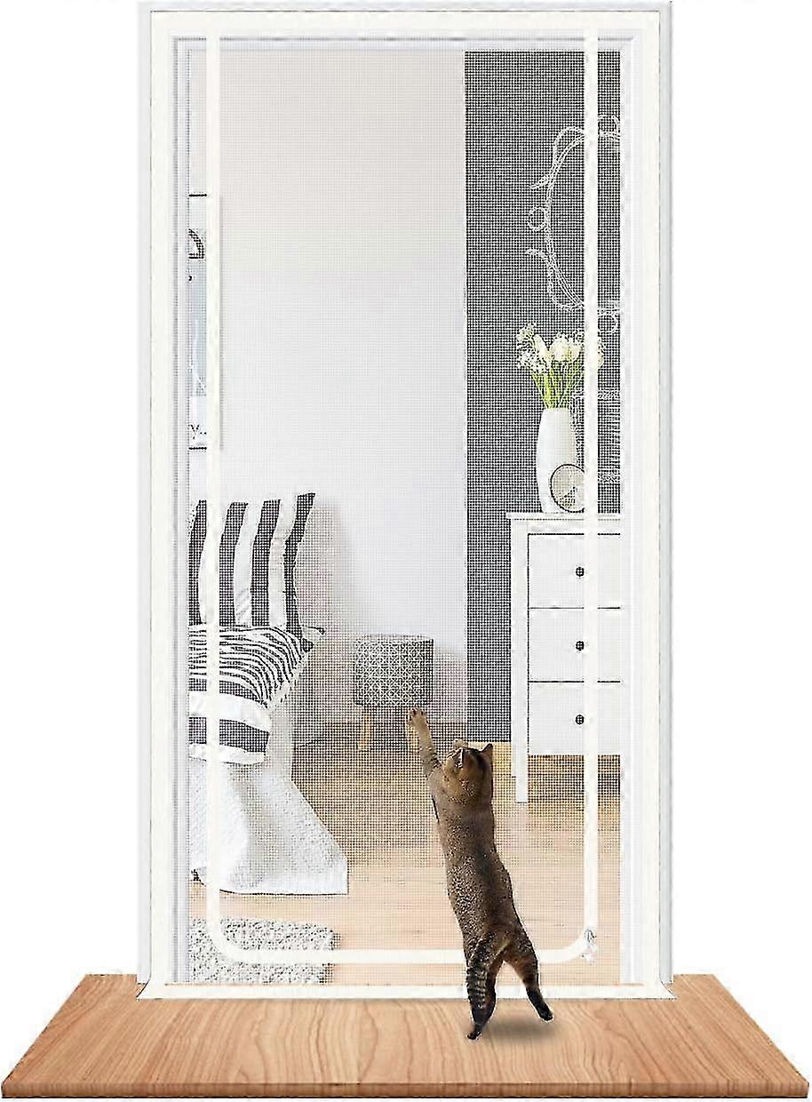 Pet Proof Door Screen, Double Zipper Design, Fits Door Size 100cm x 210cm, Reinforced and Durable for Pet Safety