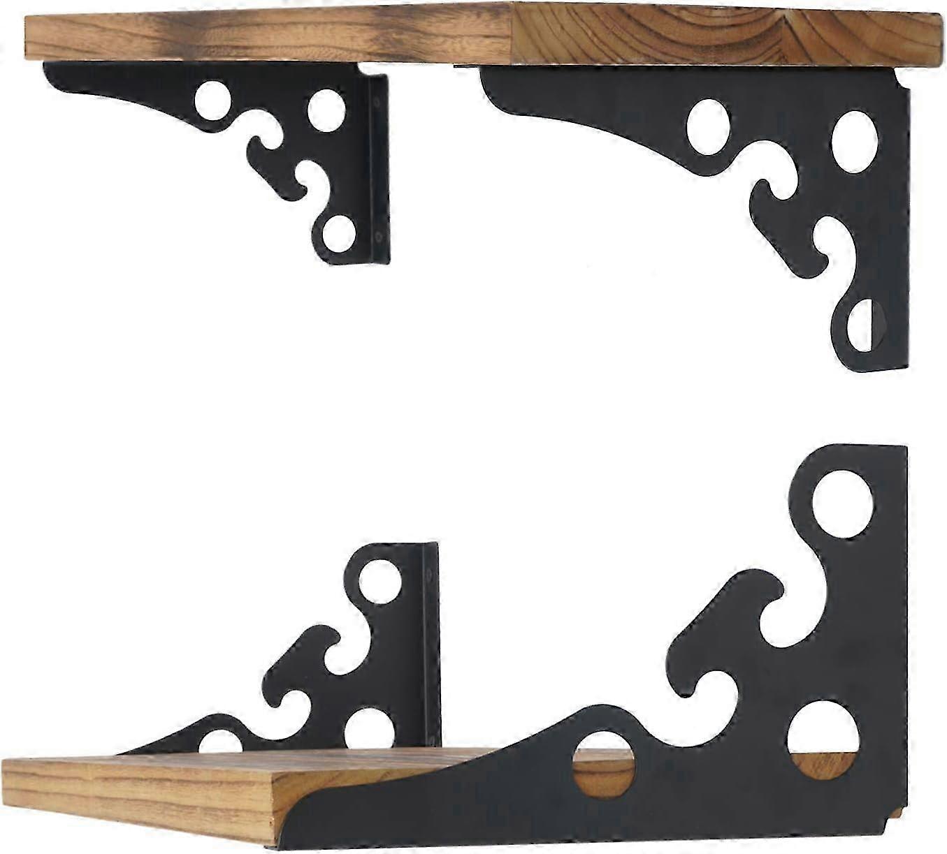 Multifunctional Corner Brace Shelf Support Brackets in Black for 6-inch Shelves - 4 Pack Floating Shelf Holders
