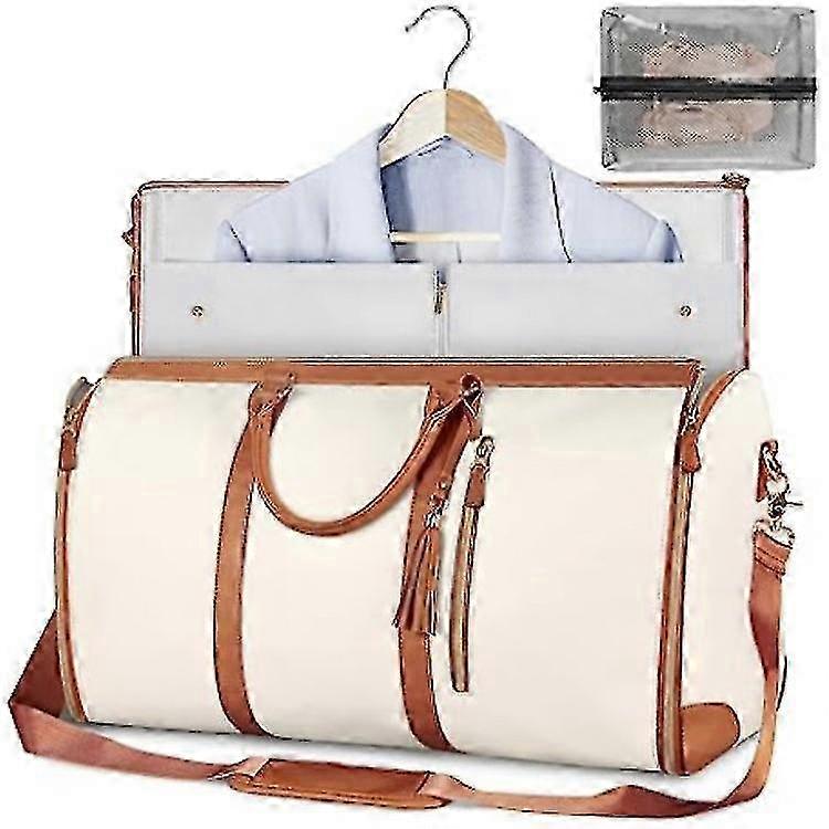 旅行用キャリーオンガーメント&ダッフルバッグ、シューズポーチ付き - ホワイト