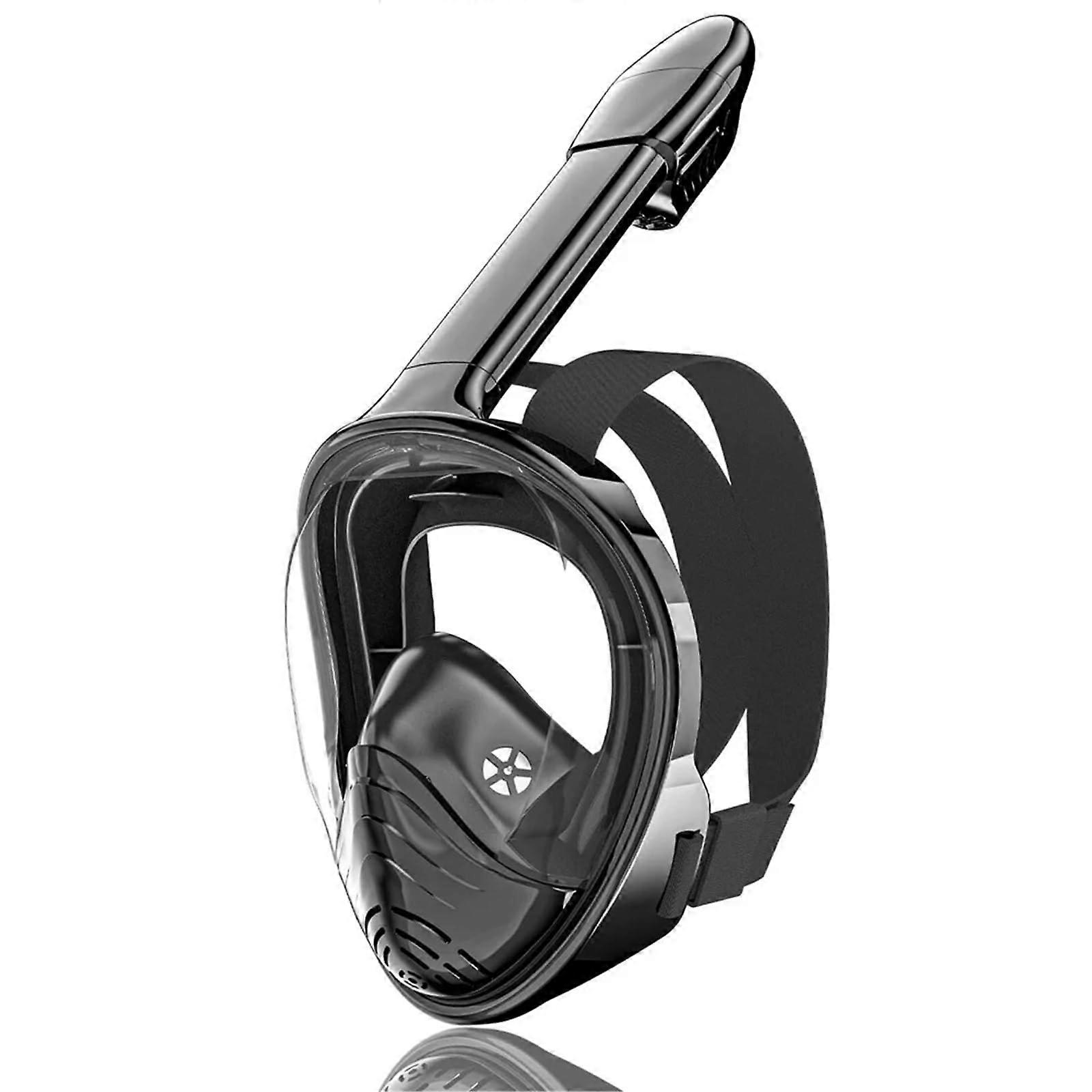 Snorkel mask fullface snorkel mask, diving mask with detachable camera mount, wideangle view, antifog, antileak fullface mask (AllBlack)