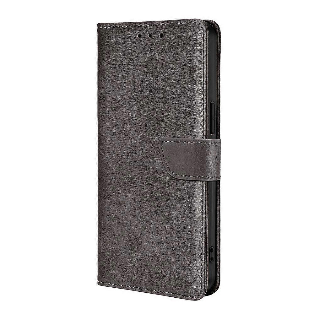 Veske Til Iphone 14 Pro Max Grå Flip Skinn Anti-Fall Kortspor På lager