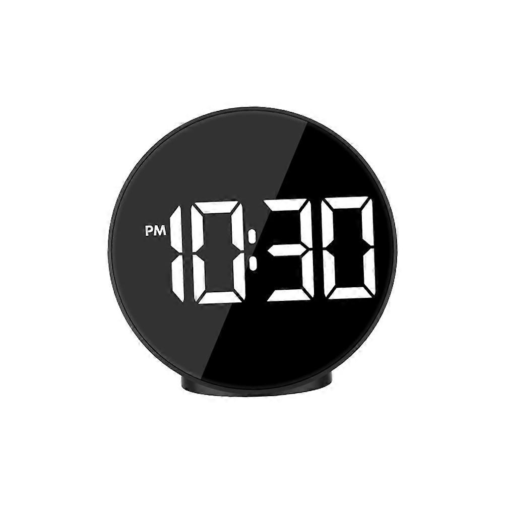 Reflective Surface Clock Minimalist Style Black Plastic Material 10.5*4 Cm Alarm Function 1Pack