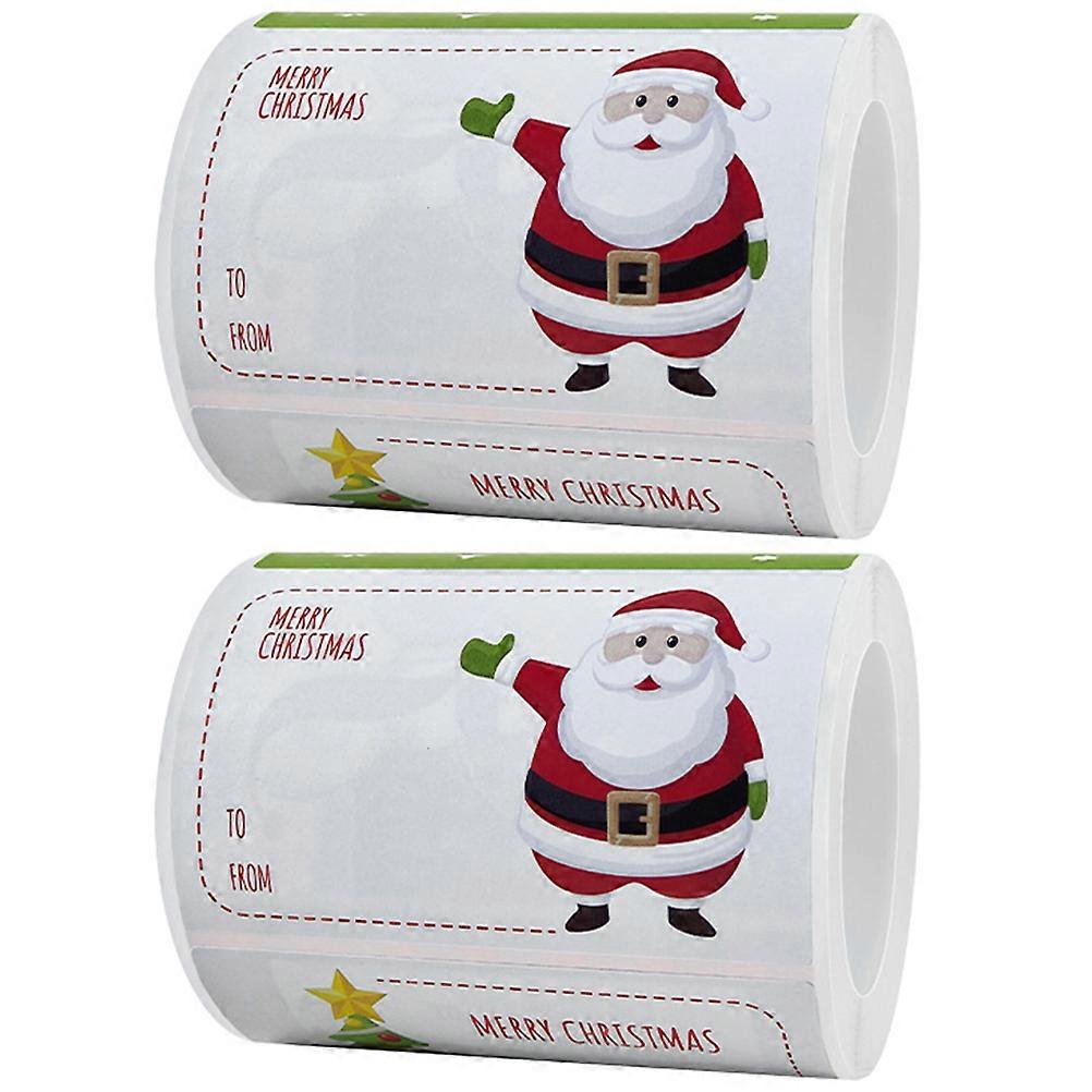 Christmas Sticker Label for present Packaging Rectangular Multi-Colored Sealing 2 Rolls