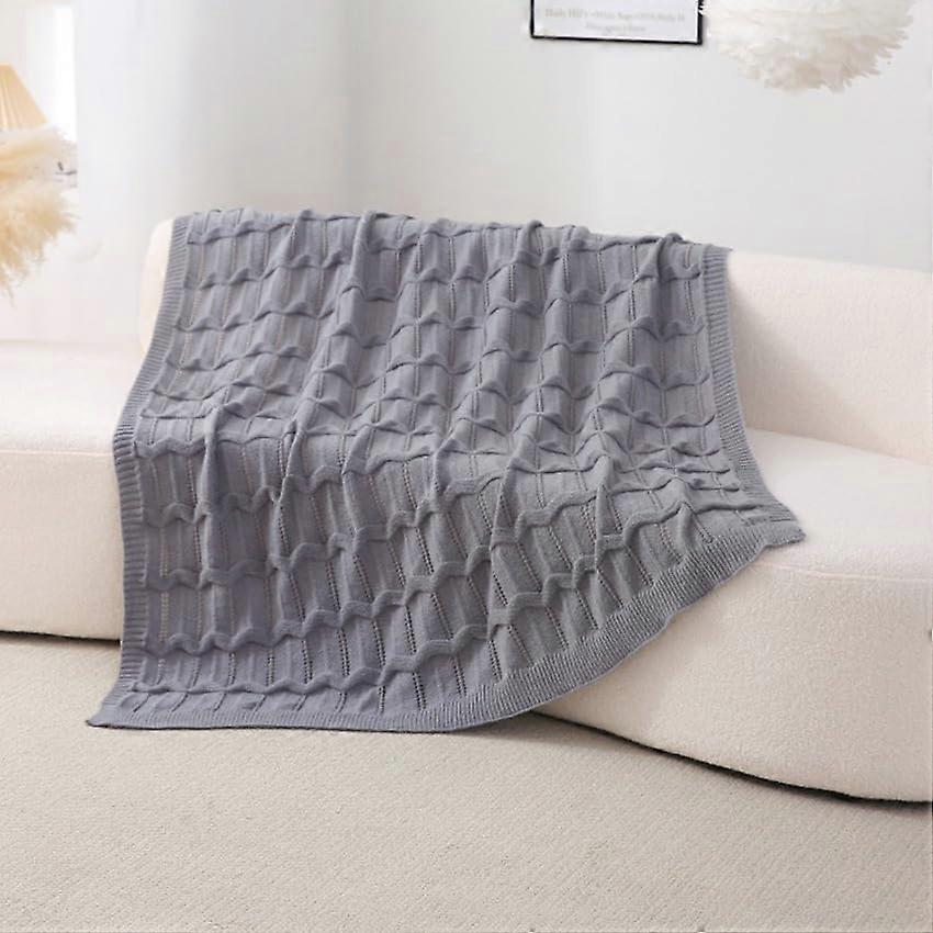 Cuddly Blanket Light Grey 130 x 170 cm, Fluffy Knitted Throw Blanket, Warm Knit Blanket for Sofa and Couch