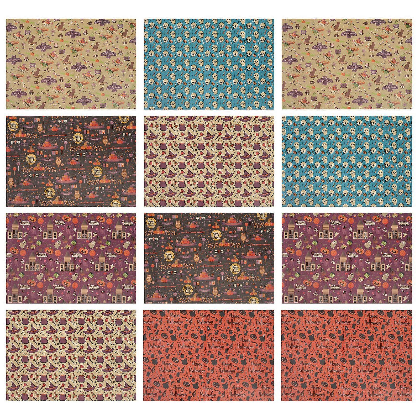 Crafting Paper Halloween Design Square present Wrapping Party Holiday 70X55cm 12Sheets