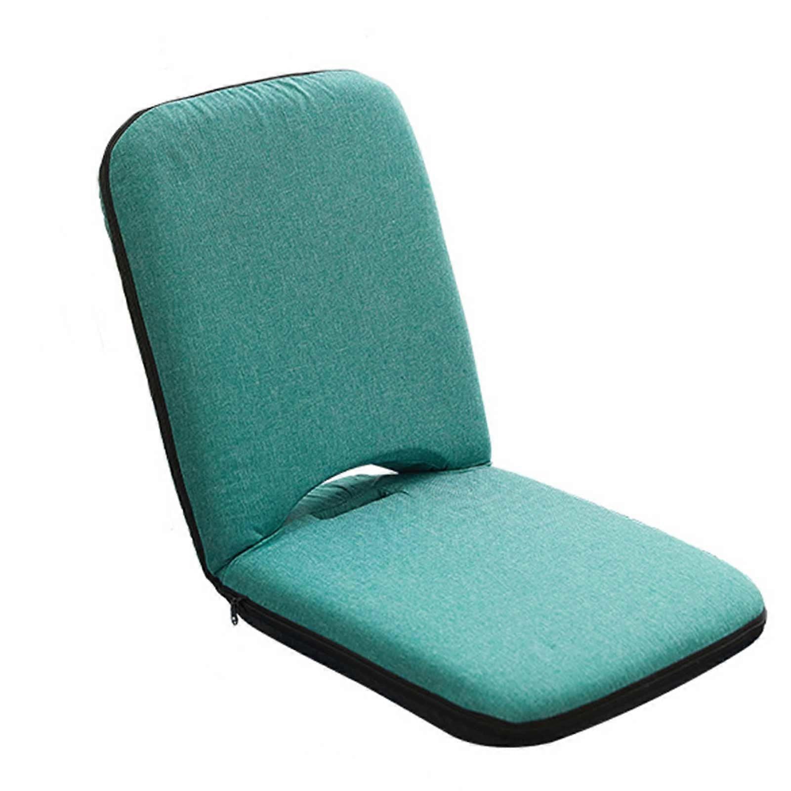 Modern, Foldable, cushioned floor chair with adjustable backrest, portable meditation cushion for sitting on the floor (Green, 43 x 52 x 50 cm)