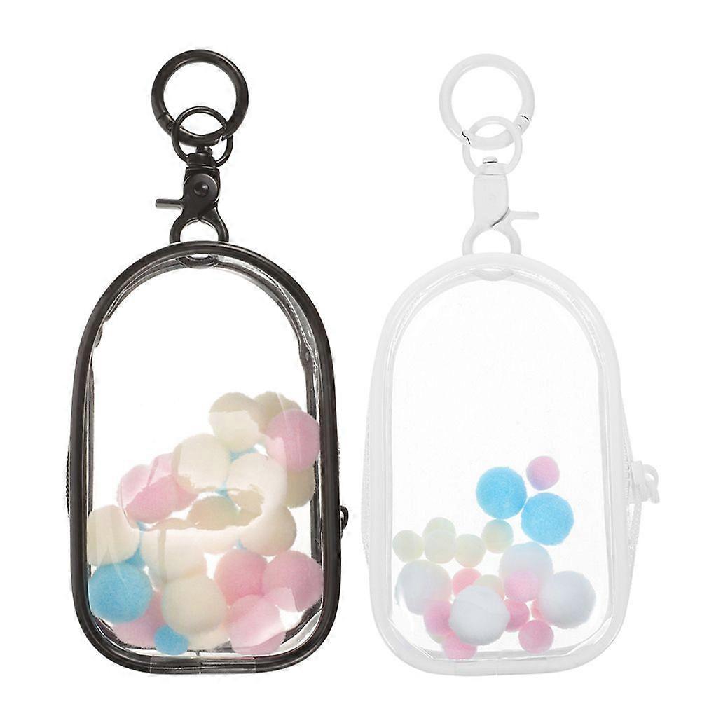 2pcs Clear Bags Figure Display Bag with Keychain Transparent Bag Display Case for Mini Figures Dolls Stuffed Animal Storage