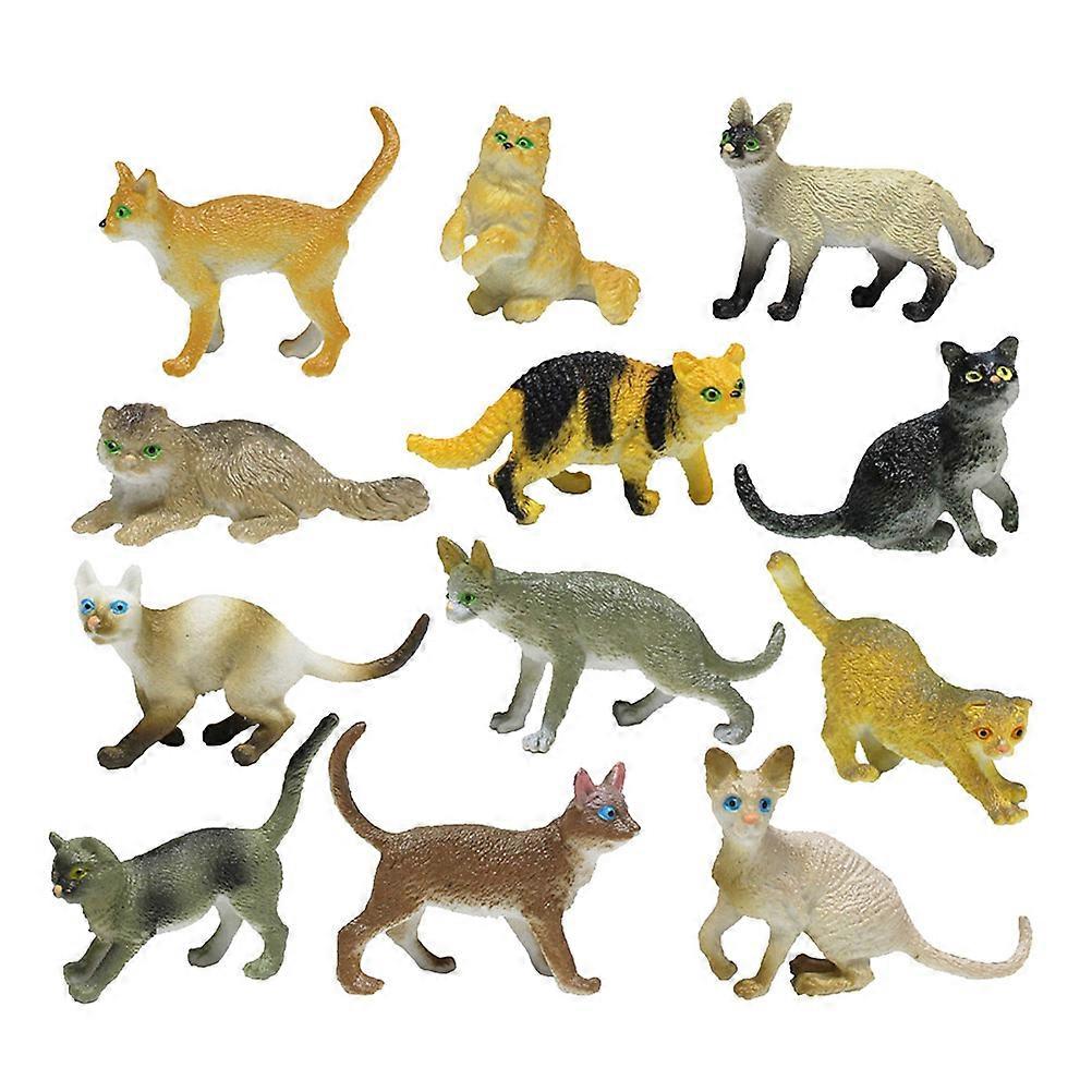Cat Kawaii Simulation Model School Projects Small Animal Figures Assorted Color Educational 12Pcs