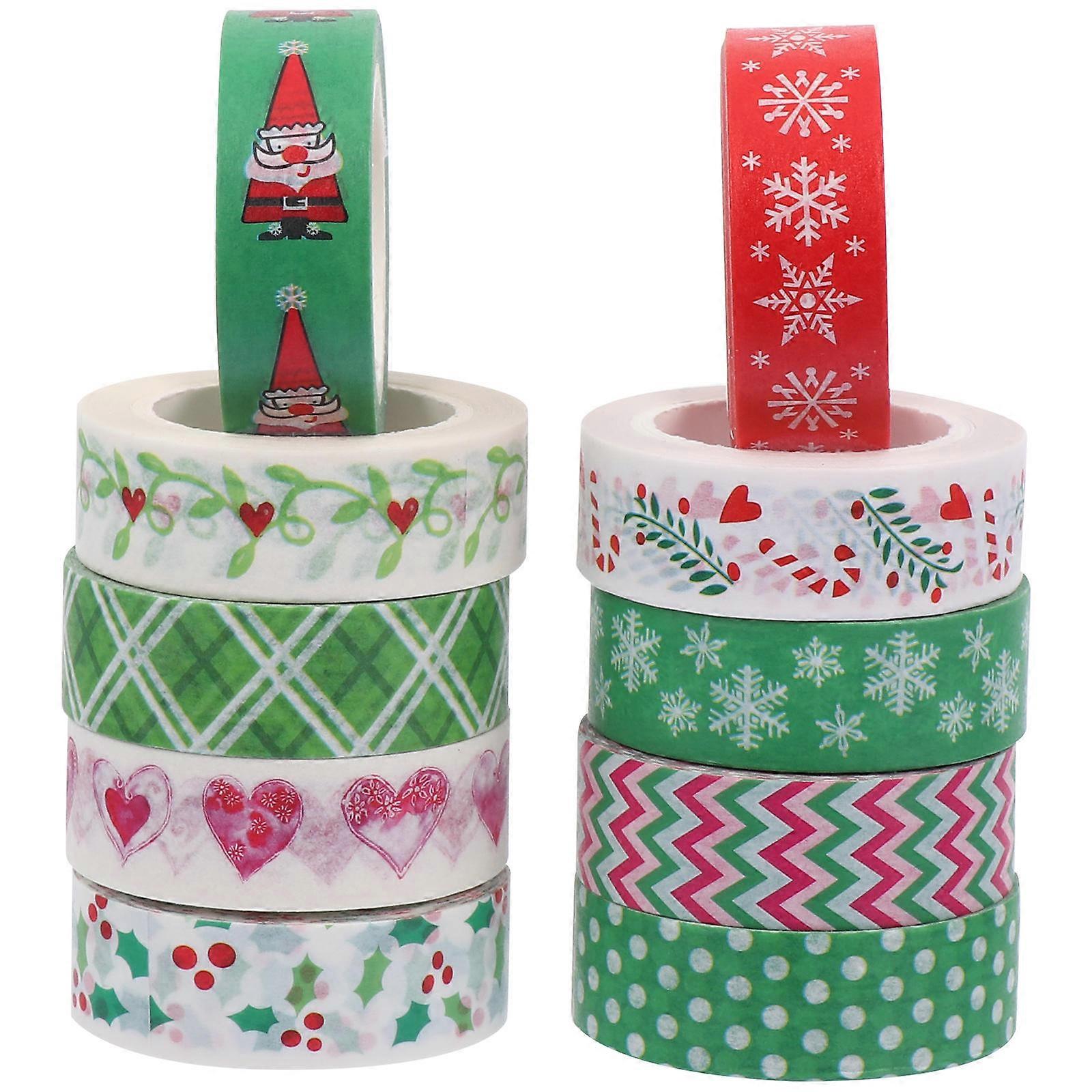 Washi Tape Set Diy Decorative Scrapbooking Tapes Christmas Assorted Color 4x4x1.5cm Hand-tearable 10Pcs