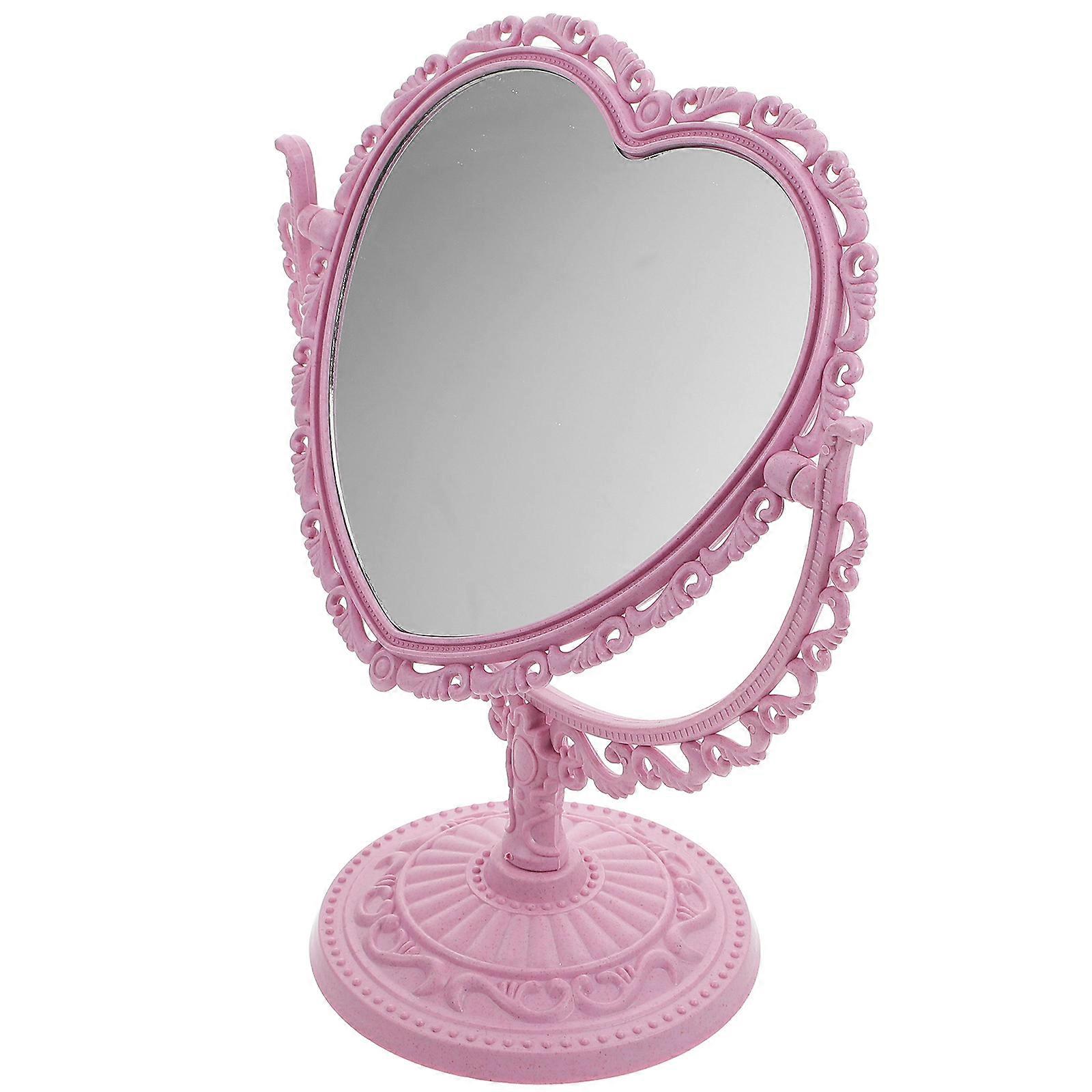 Vintage Rotatable Heart Shaped Makeup Mirror for Elegant Vanity Durable Lightweight Design High Definition Reflection Ideal for Home and Travel Use