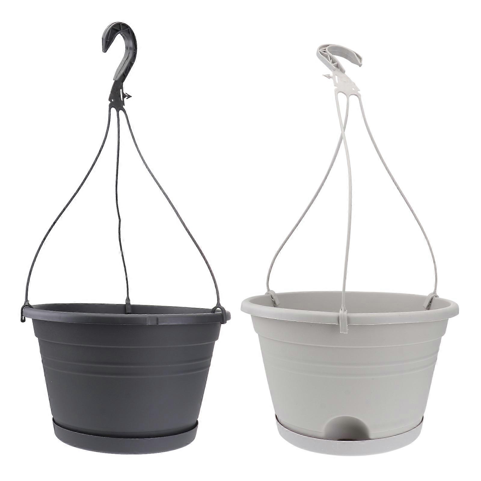 Hanging Flower Pot with Hook for Home Use Assorted Color Resin Material Space-Saving Design 2 Sets