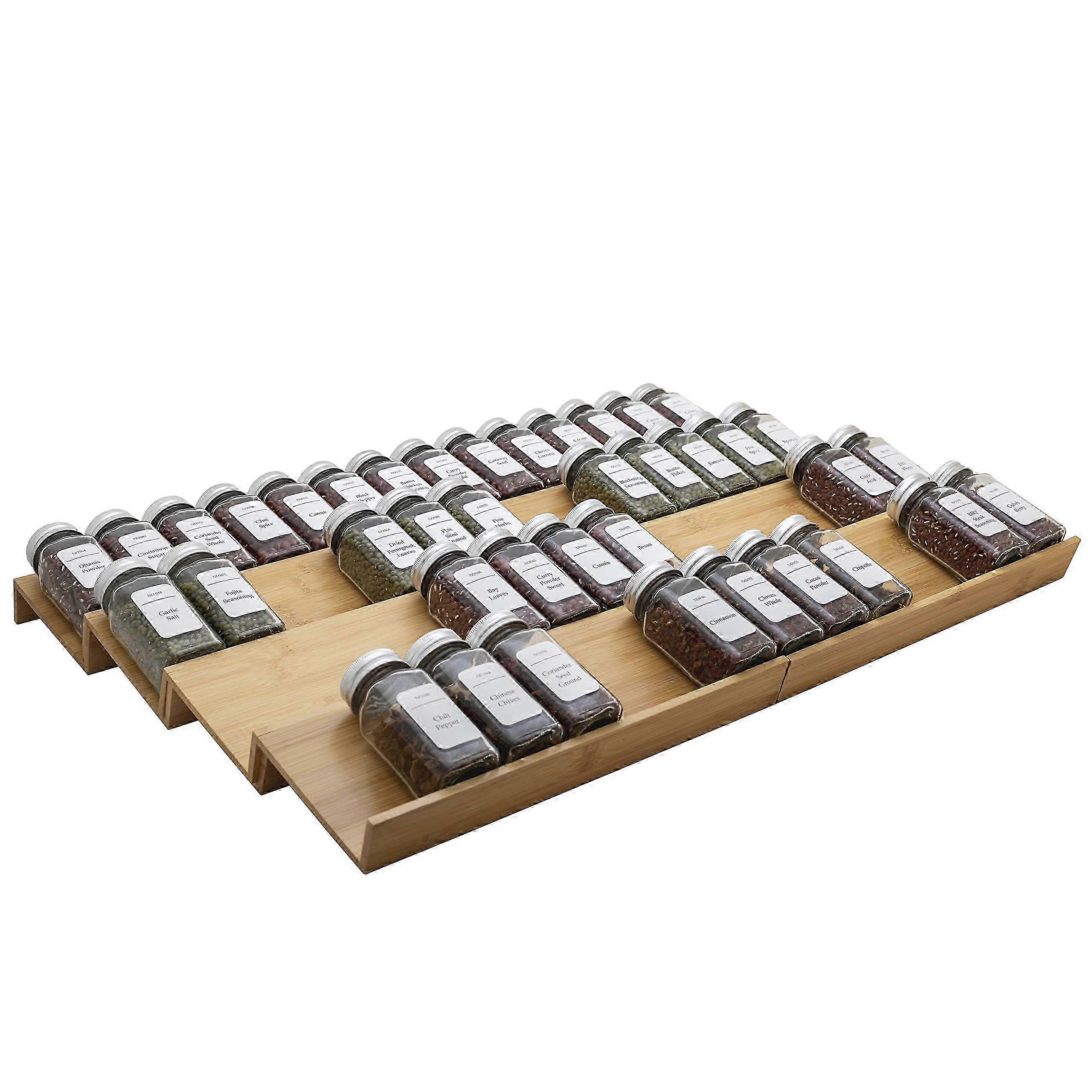8 Pieces Bamboo Spice Rack Drawer Organizer Suitable for Various Kitchen Utensils and Seasoning Containers 13 26