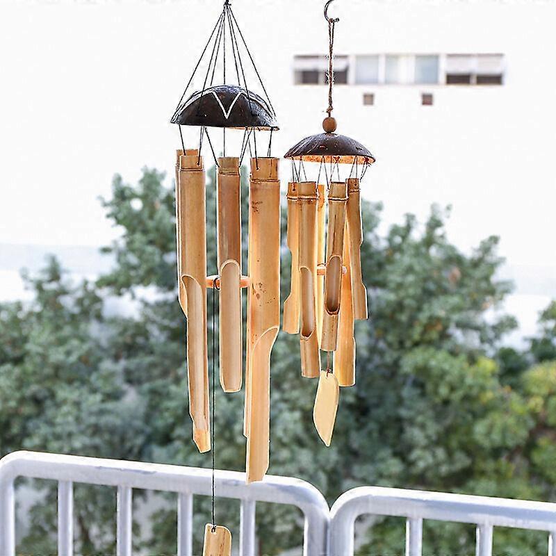 Wind chimes, brown, bamboo (larger, coconut shell set)