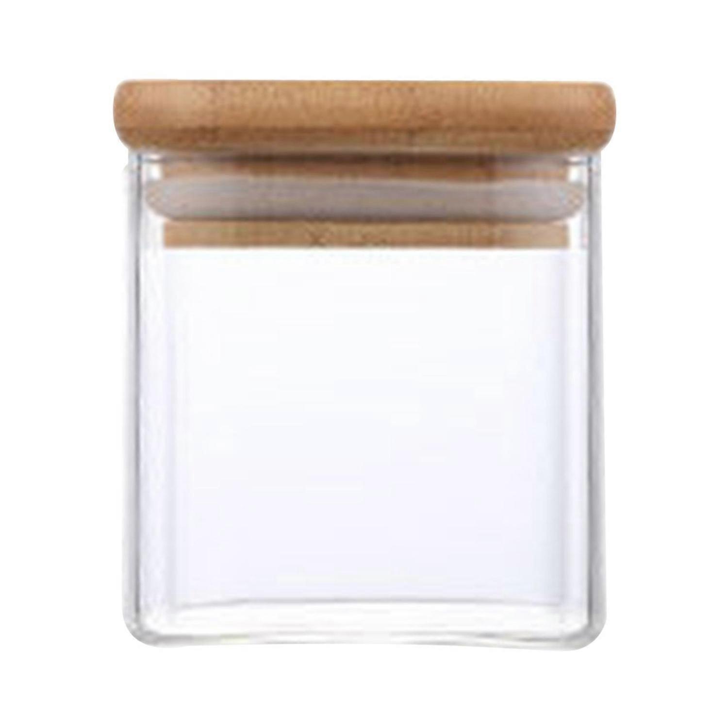Squared Transparent Glass Storage Jar with Lid Moisture-proof Tea Coffee Beans Container for Kitchen Home