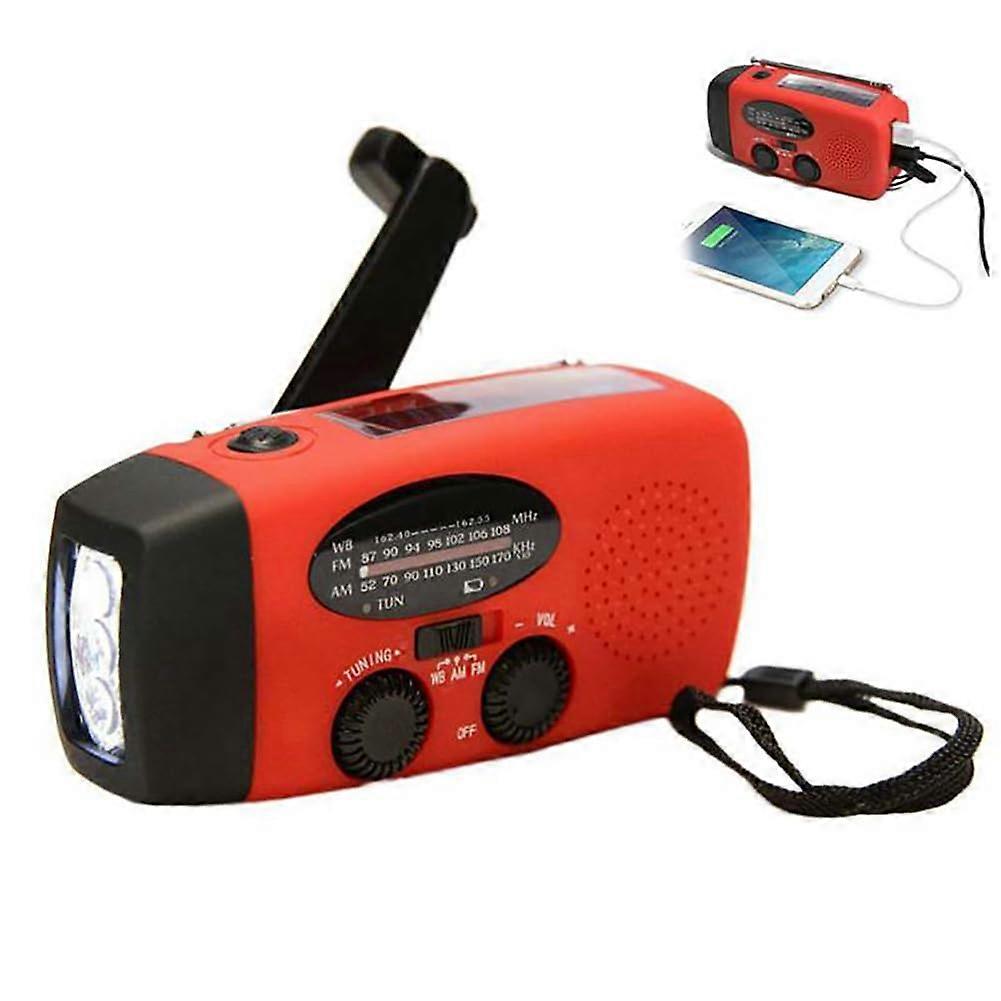 Emergency Solar Radio with Crank, AM/FM Weather Radio, 2000 mAh Battery, LED Torch and SOS Alarm for Smartphone Charging