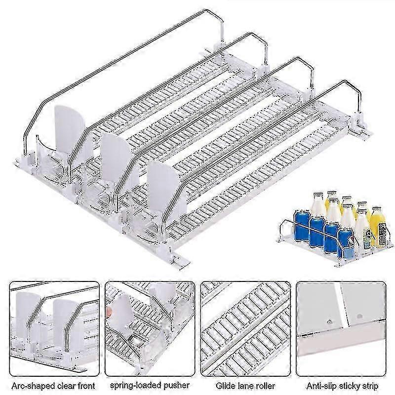 Beverage Organizer For Fridge , White Automatic Slider Soda Dispenser Can Organizer High Quality