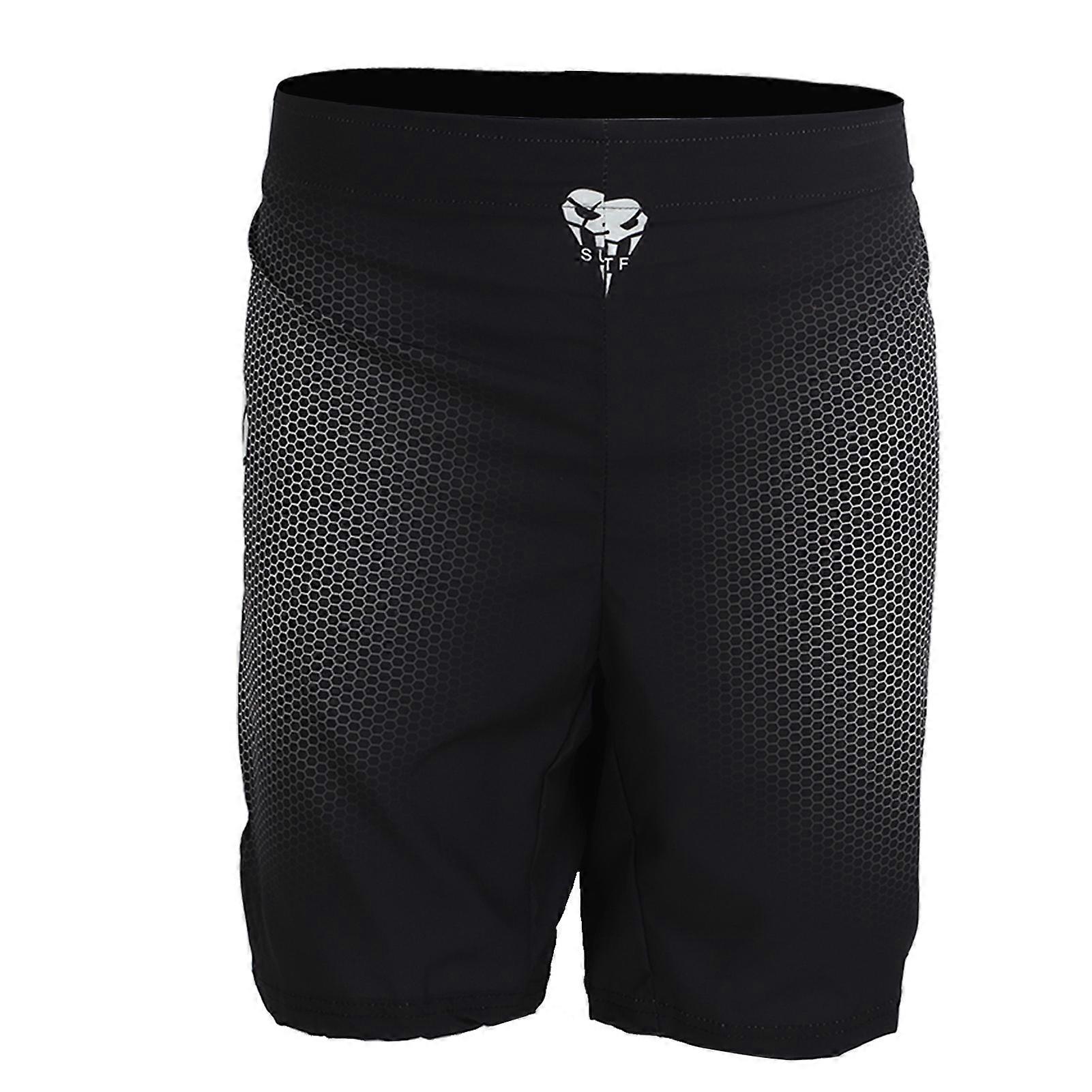 Sport Shorts Men Lounge Straight Legged Slightly Elastic Mid Waist Shorts Printed Shorts for Boxing Hiking Black XL