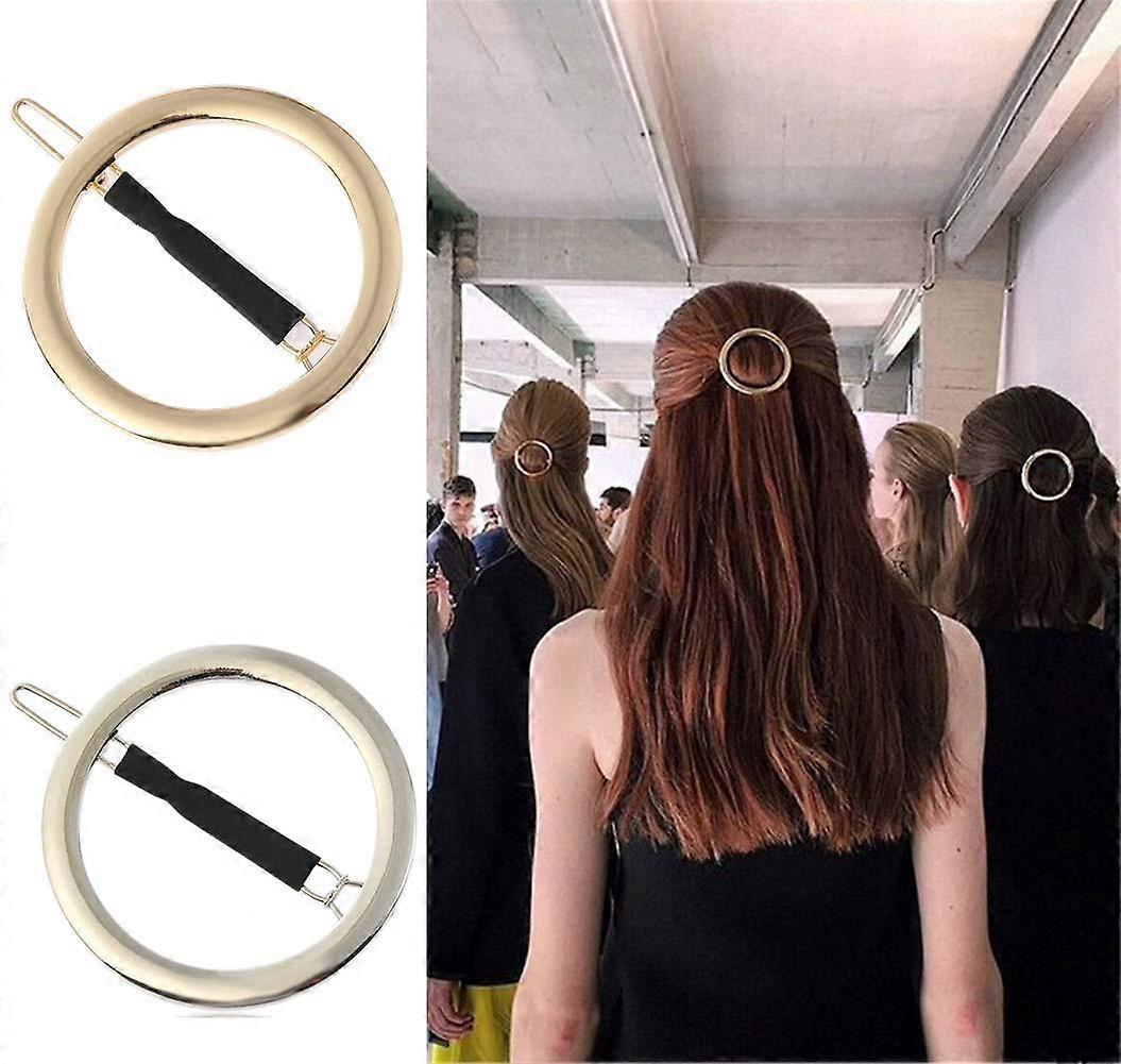 2pcs simple hairpins, hollow ring geometric metal hairpins