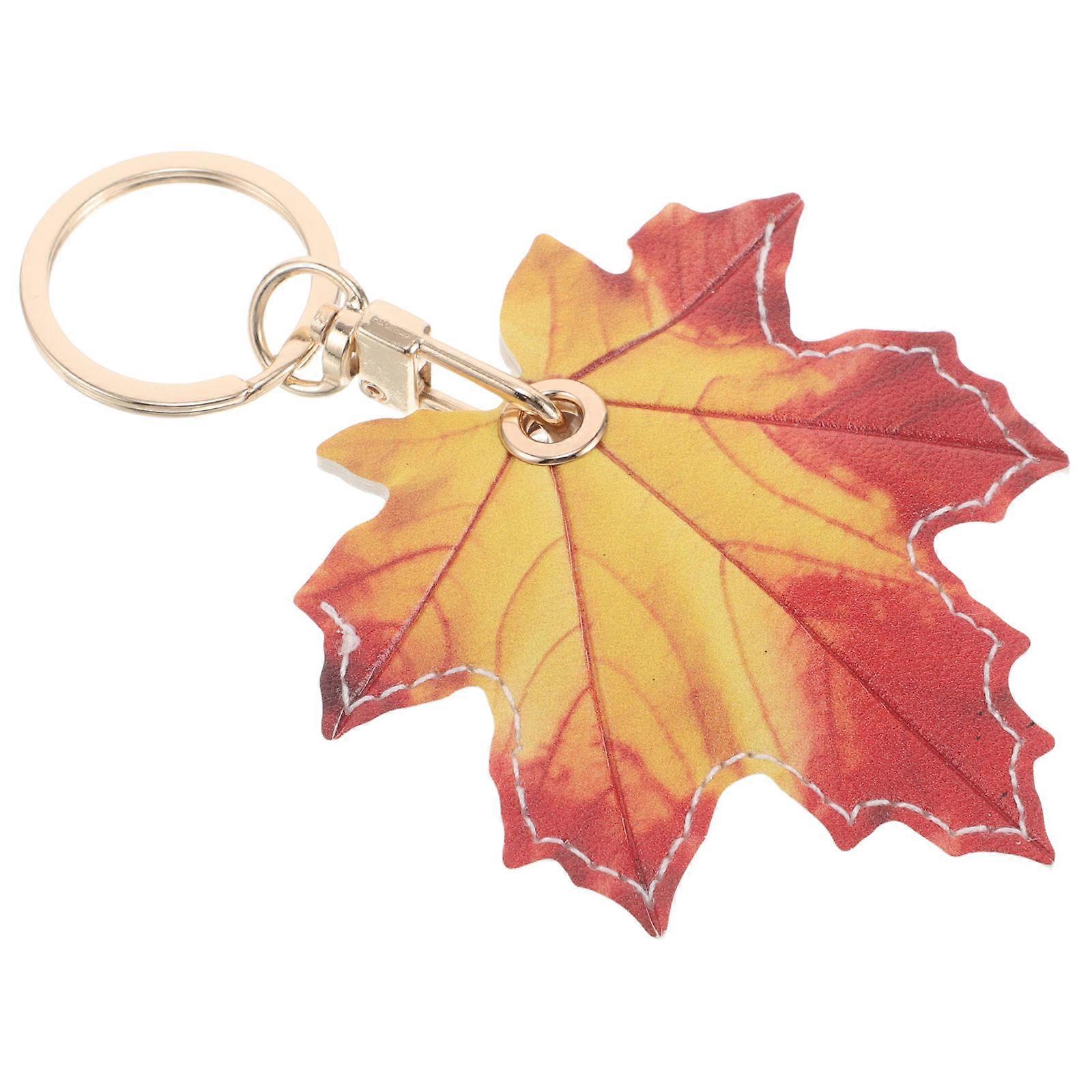 Leaf Keychain Maple Leaf Keychain With Pu Leather Access Card Holder For Adults 1Pcs
