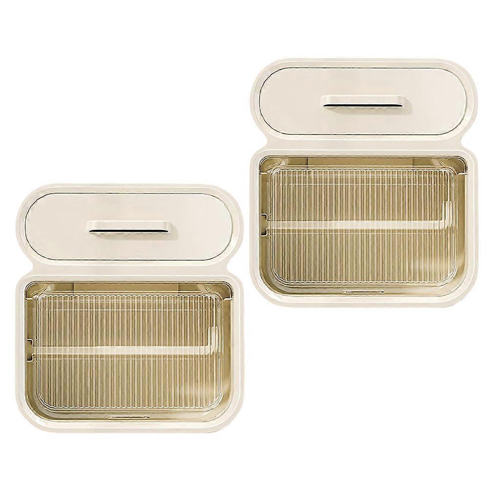 Multifunctional Tissue Storage Box Toilet Tissue Holder Wall Mounted Bathroom Accessories Rectangular Shape PP Material 2Pcs