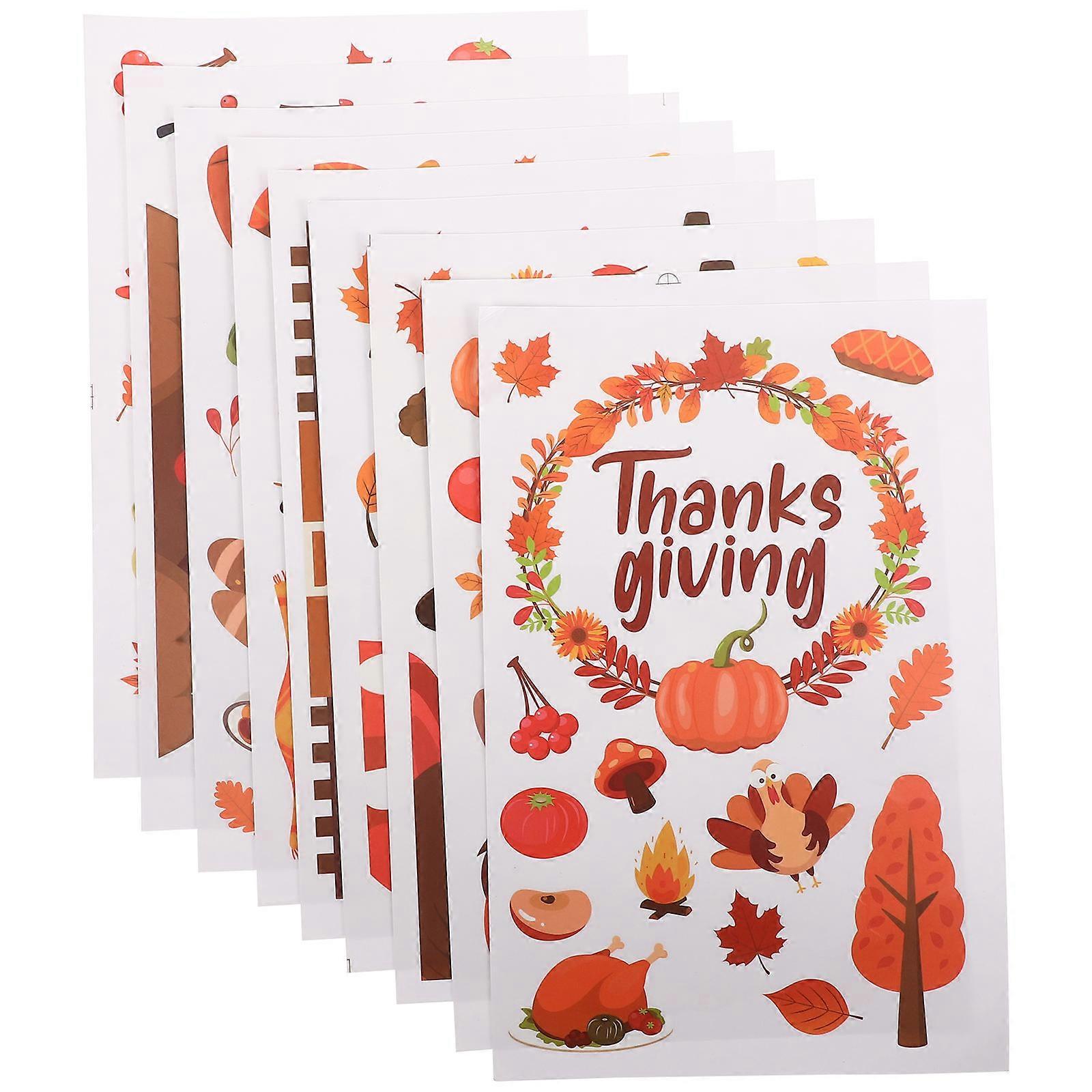 Autumn Window Decal Thanksgiving Decorations Removable Easy to Stick 30x20cm 9 Sheets