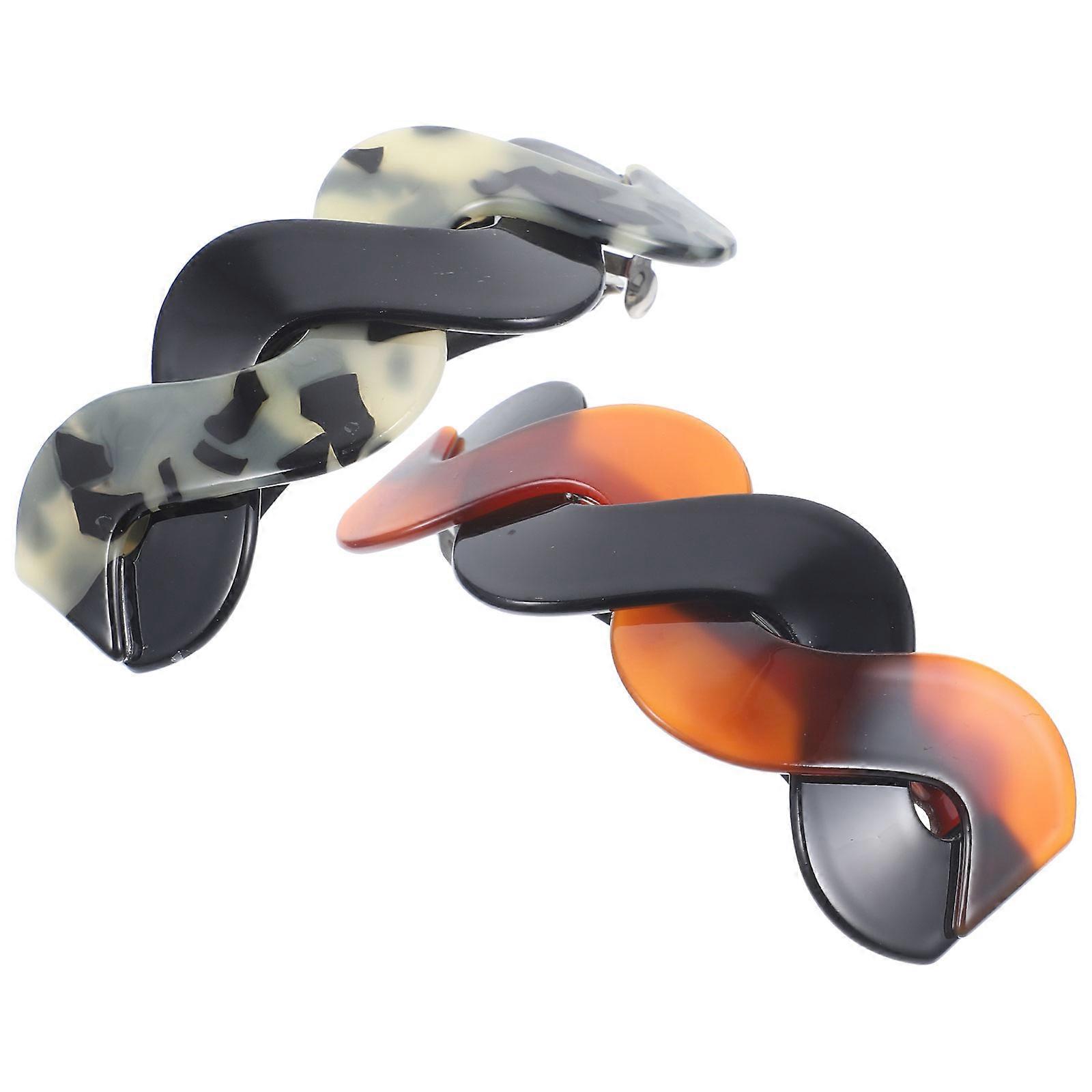 ポニーテールバックルヘアクリップデコレーションスプリングバレッタヘアクリップレディースヘアスタイリングアクセサリーレッドブラウン2個