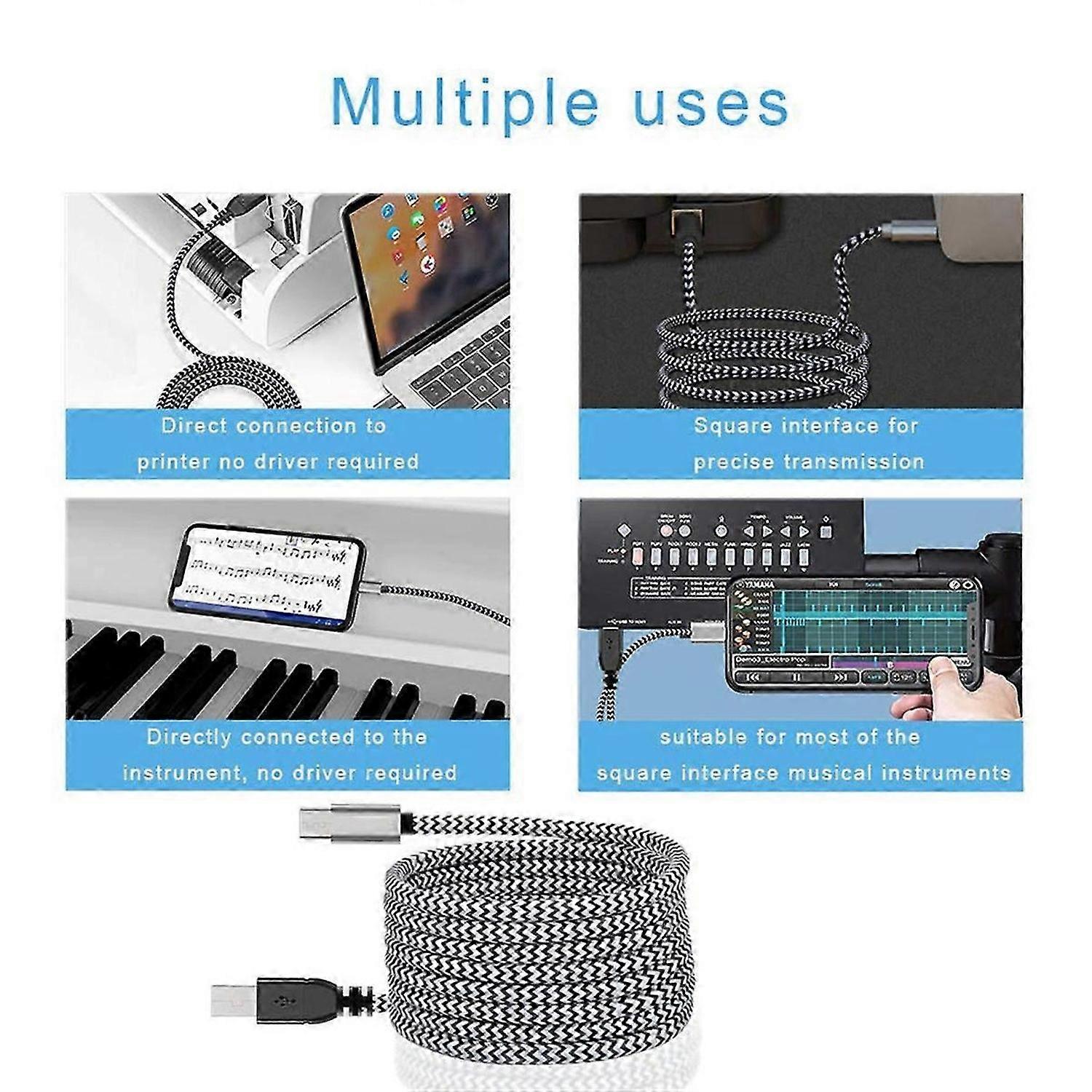 Type C to MIDI Cable USB C to USB B 2.0 Printer Cable Printer Scanner Cord for AiO, HP, Canon, Samsu