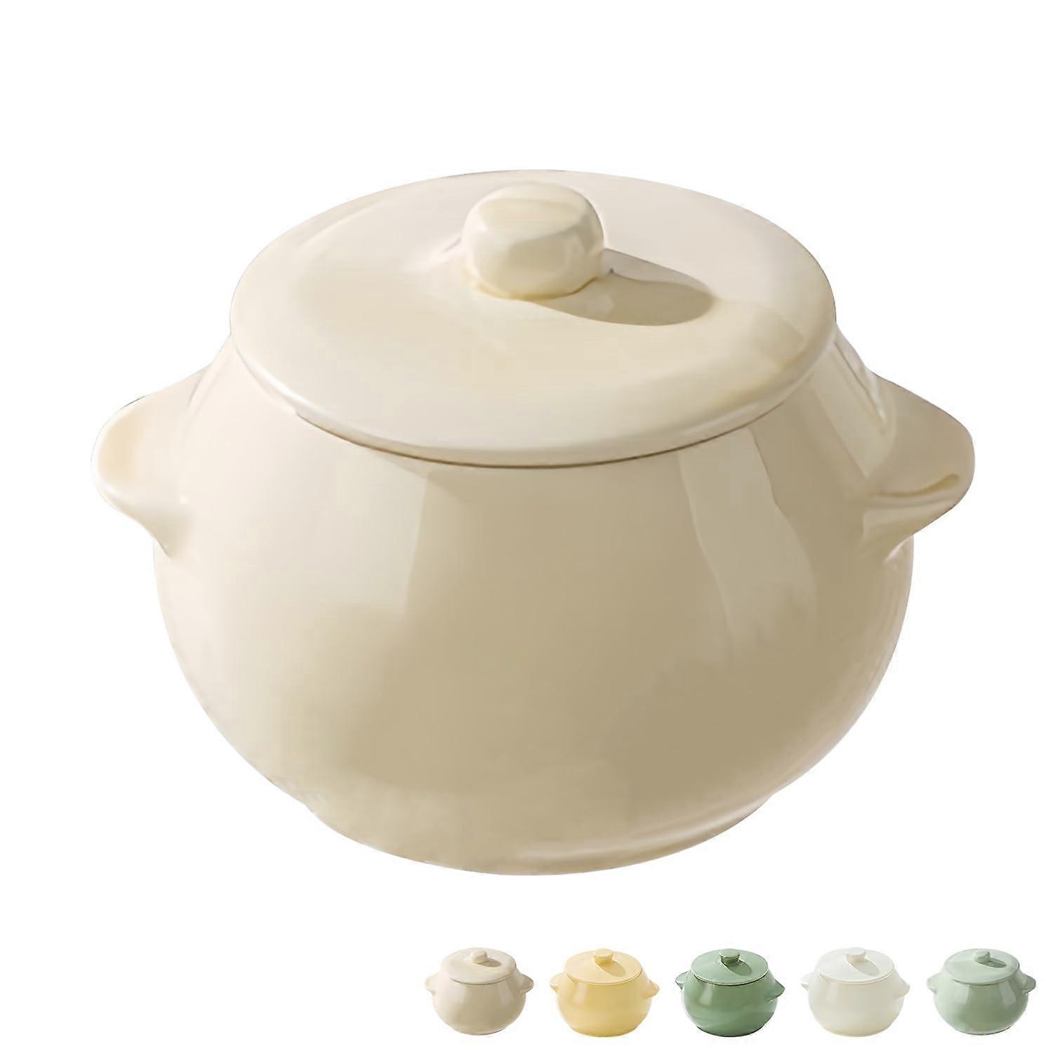 Small Soup Bowl with Lid 450ml Oven Safe Microwave Safe Beige Onion Soup Pot Bouillon Cup for Easy Serving