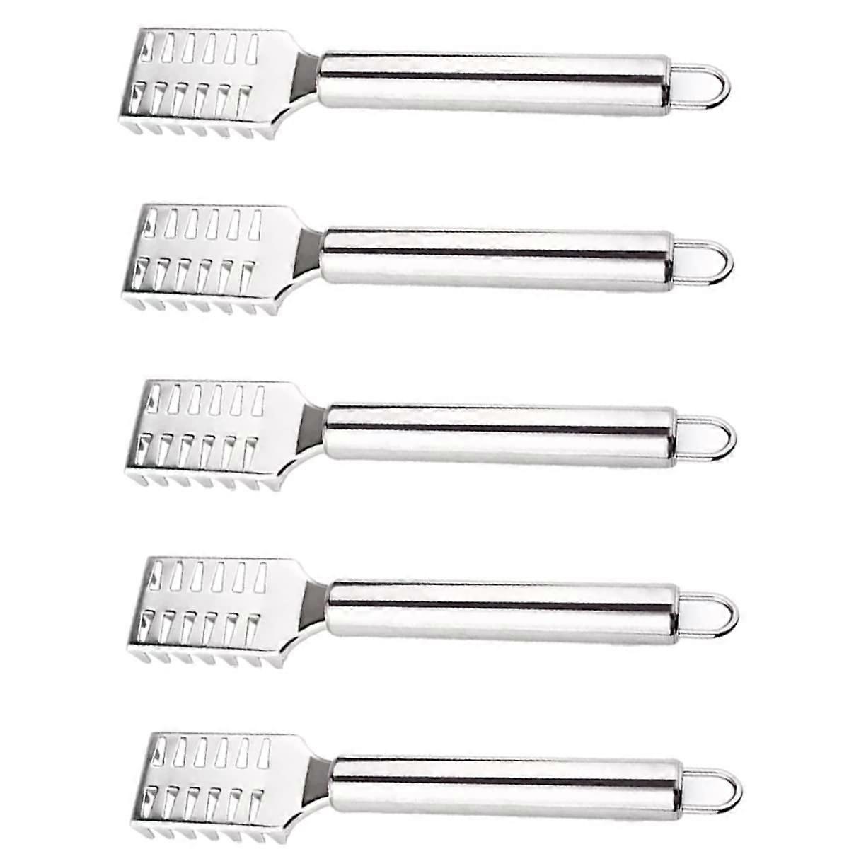 Stainless Steel Fish Scale Slicer Pack Of 5 - Kitchen Fish Scale Scraper Brush Set With Shelf Stand Remover