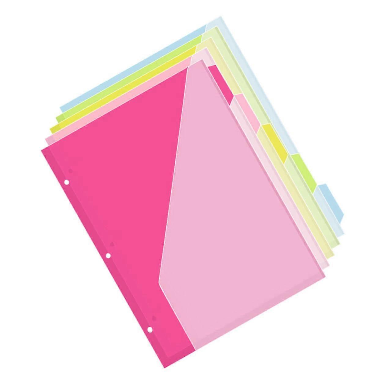 Pack of 5 Pastel Plastic Pocket Dividers for 3 Ring Binders with Tabs, Side Dividers, and PP Material Features