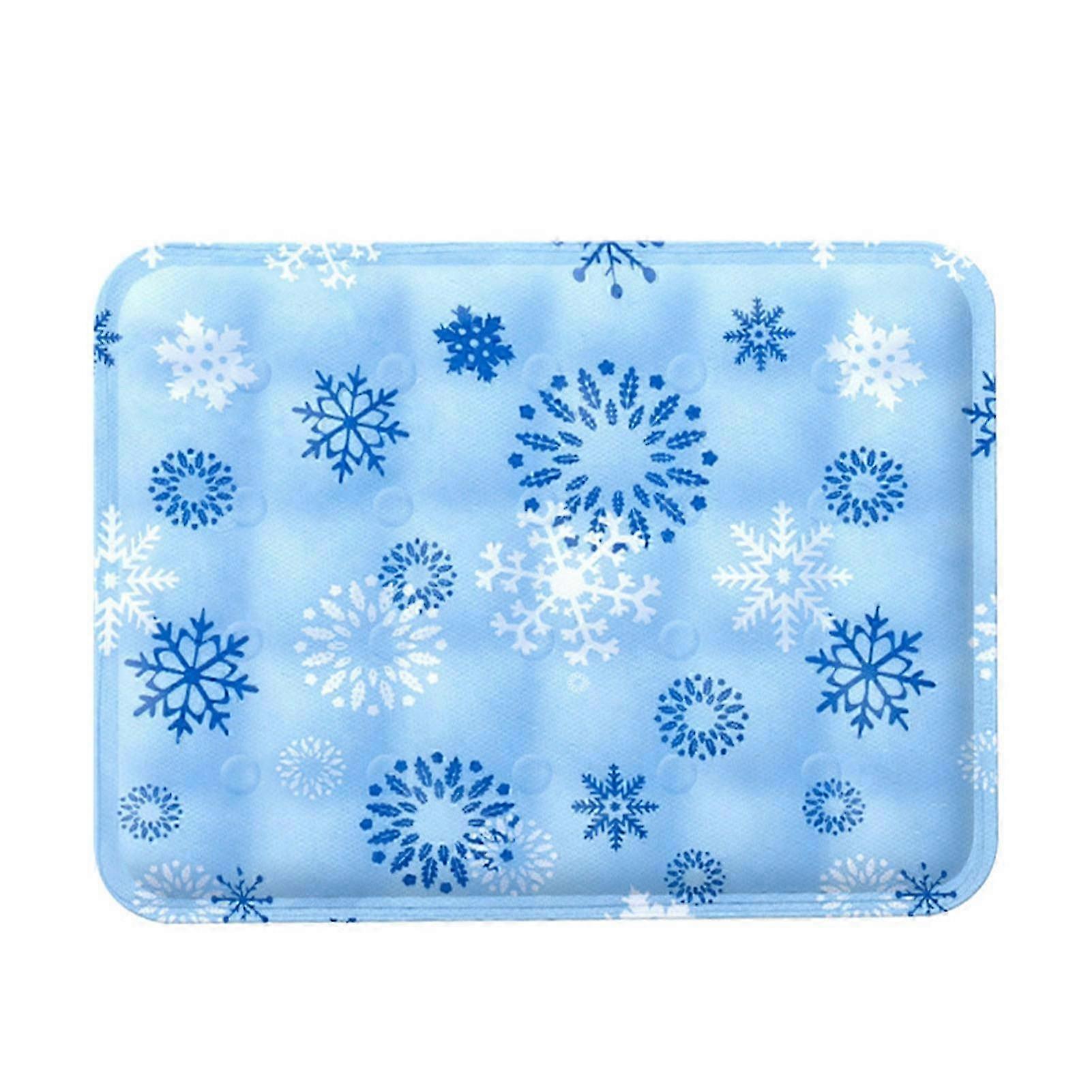 Pet Cooling Mat Waterproof Soft Scratch Resistant Safe Thickened Ice Pad Bed for Summer Blue Snowflake M