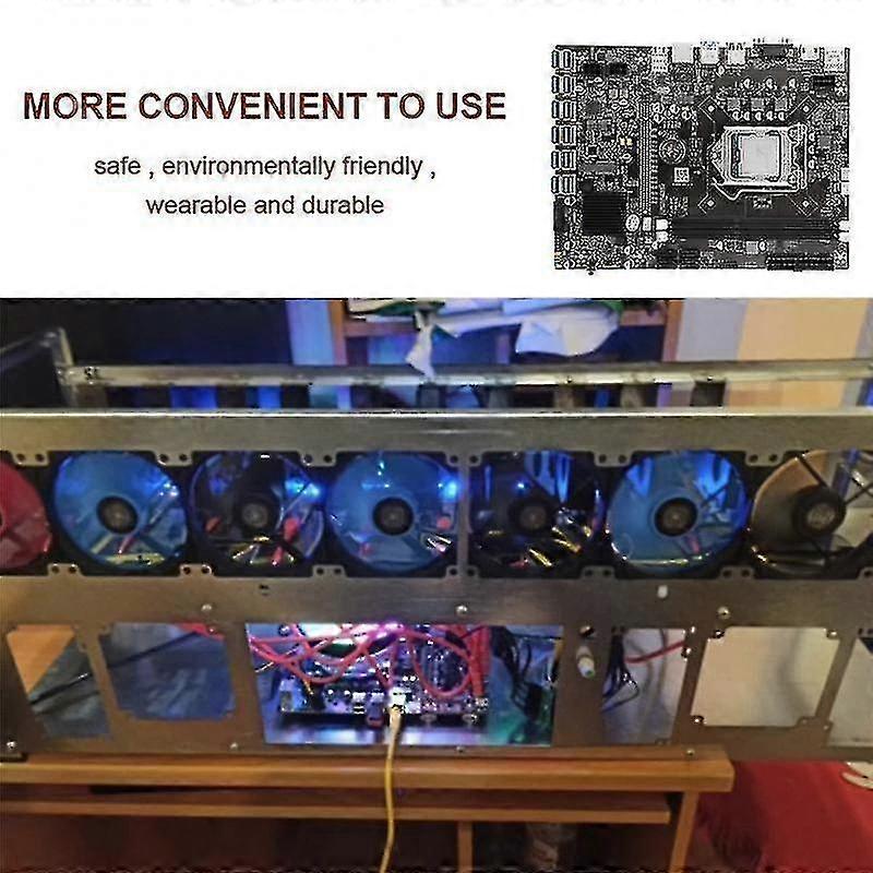 B75 12usb Gpu Btc Mboard+cpu+ing Fan+ Grease+s Cable 12usb3.0 To Pcie A1155