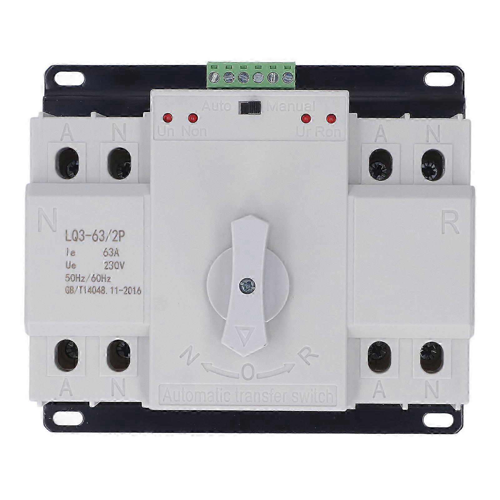 AC230V 63A 2P Automatic Transfer Switch Dual Power Changeover Switch for Electrical Devices