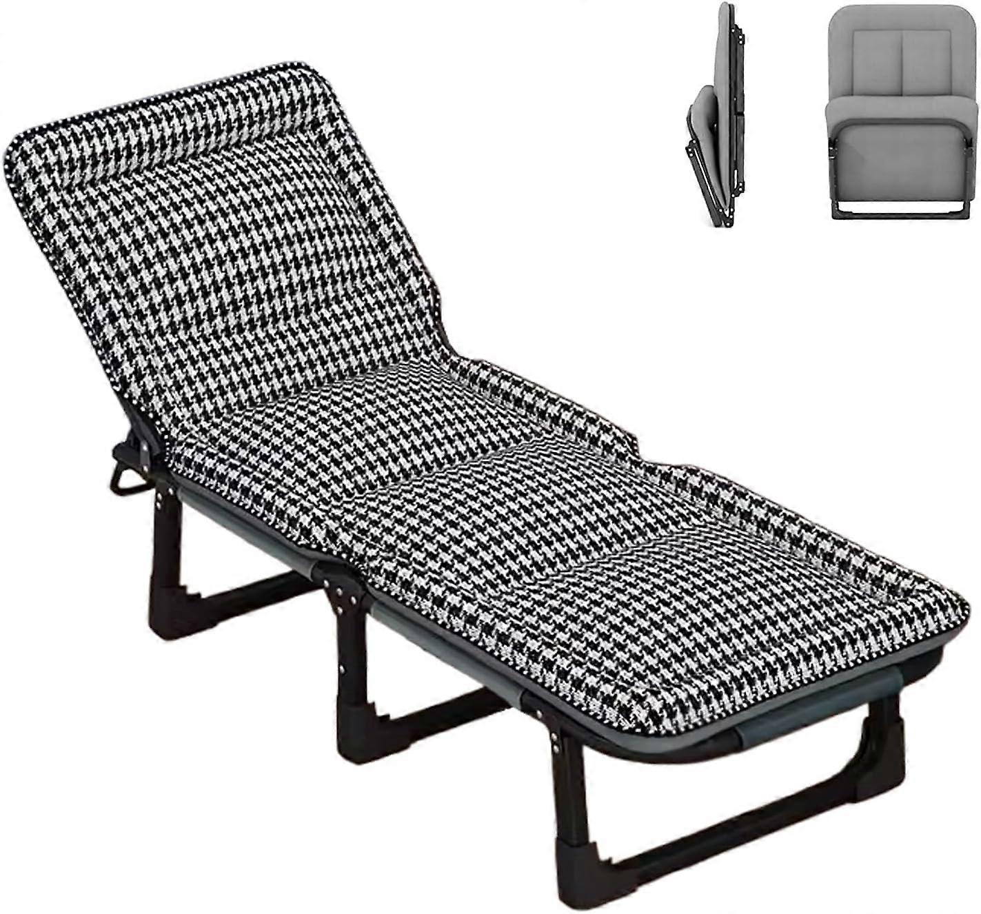 Foldable camping bed with mattress, 6 adjustable backrests, outdoor recliner for adults with 6 legs, elasticity. 190*68*30cm.