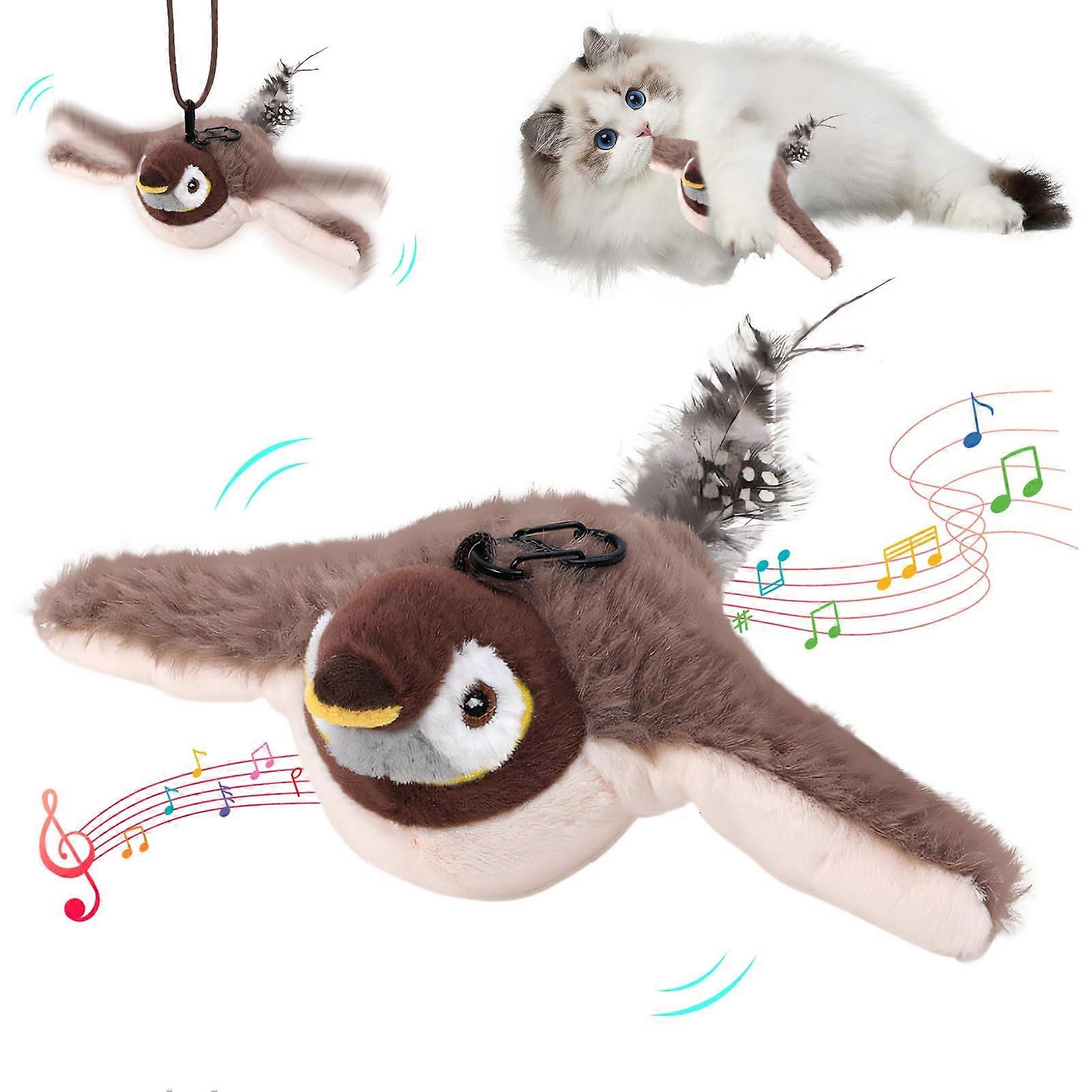 Interactive Cat Toy Bird, Rechargeable Plush Cat Toy, Bird Cat Toy, Interactive with Sound, Bird Intelligence Cat Toy, Interactive Cat Dog Toy (A)