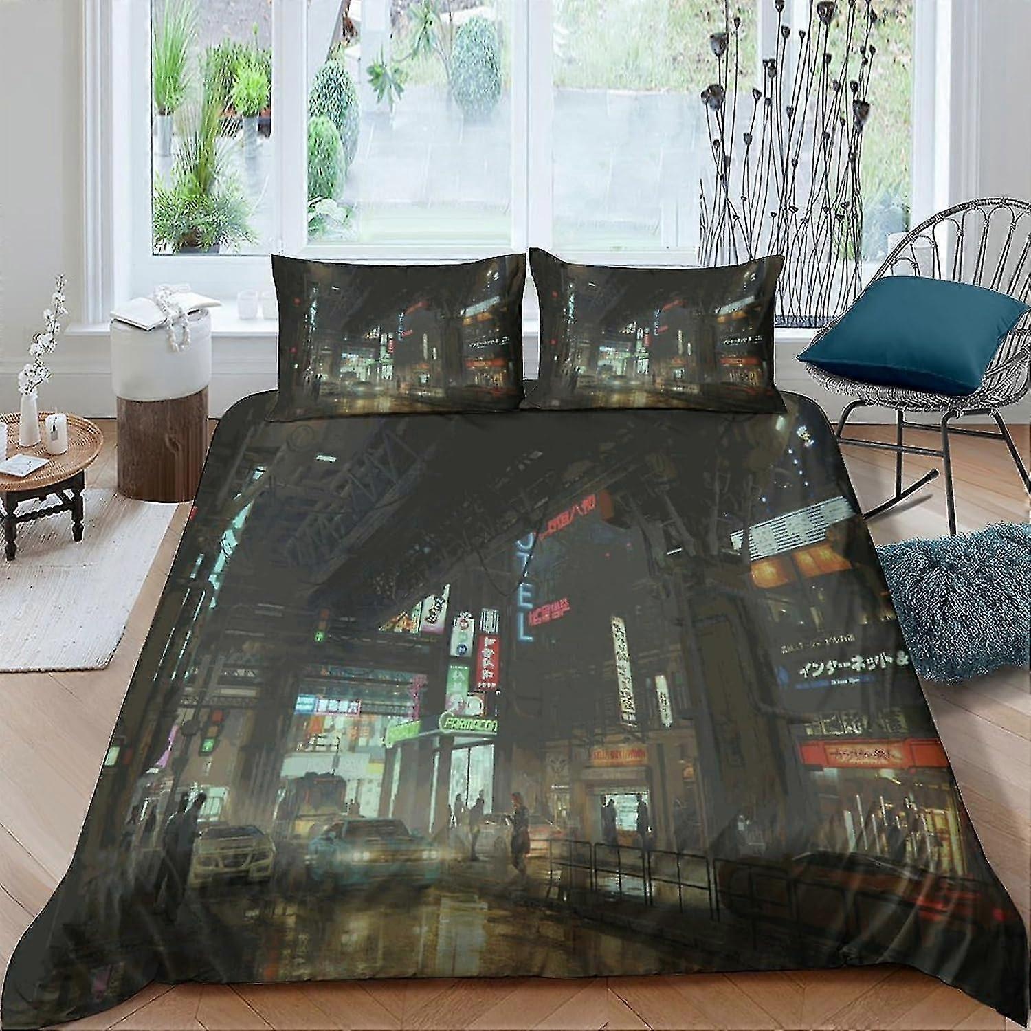 Cyberpunk 3D Bedding Print Set Soft Microfiber Duvet Cover with Pillowcases for Kids Teens Adults