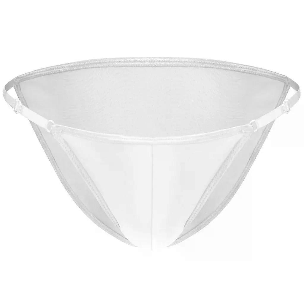 Men's Brief Translucent Ice Silk Low Rise U Convex Pouch Underpants Adjustable Sheer Breathable Bikini Soft Elastic Panties