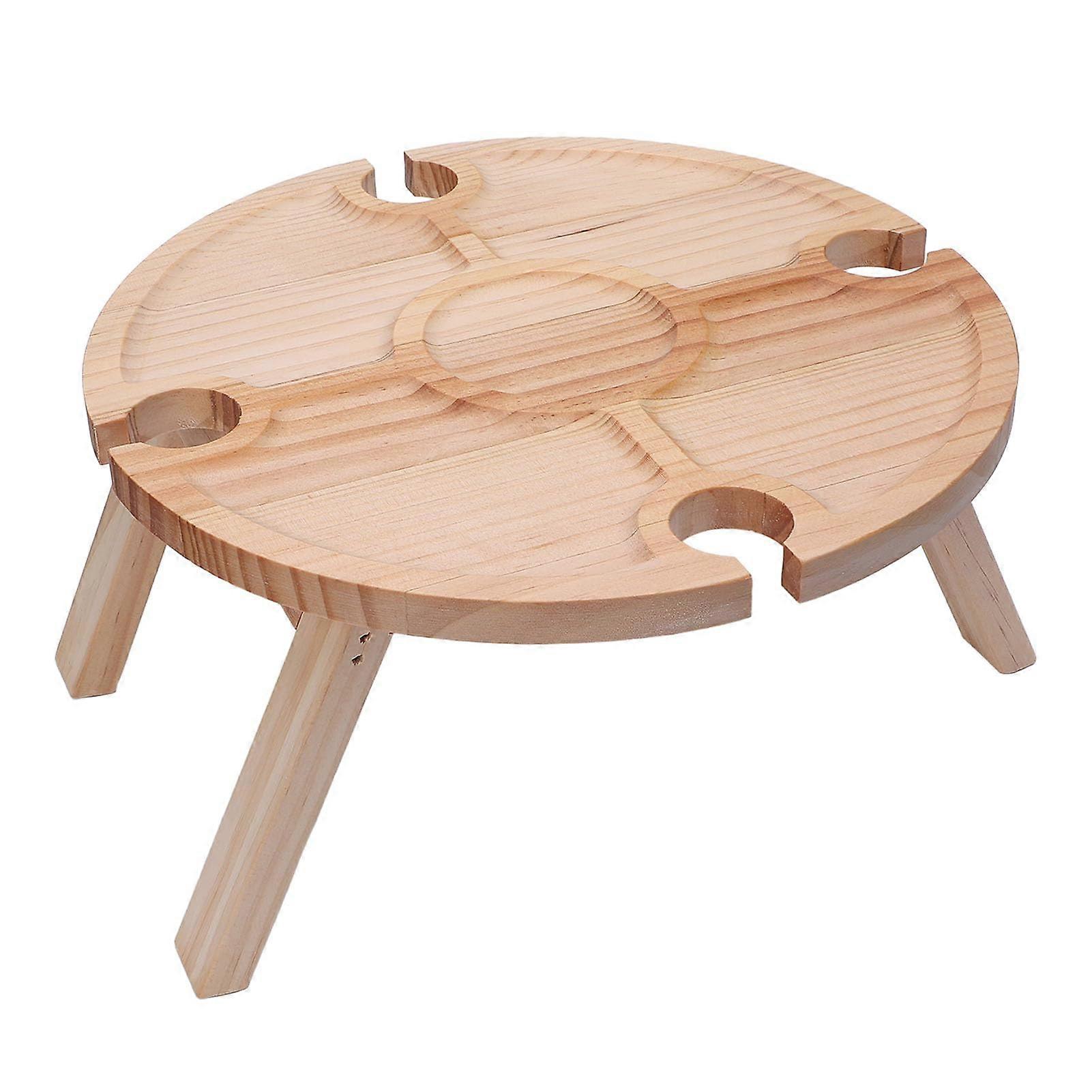 Birch Wood Folding Table for Outdoor, Holds 4 Glasses, Foldable